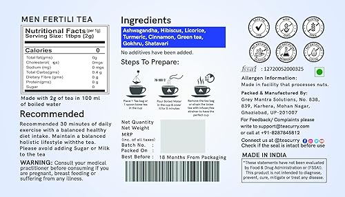 Miniatura 5 de Teacurry Té de fertilidad para hombres (paquete de 1 mes, 30 bolsas de té) - Té de fertilidad para hombres, té de hierbas naturales para apoyar la