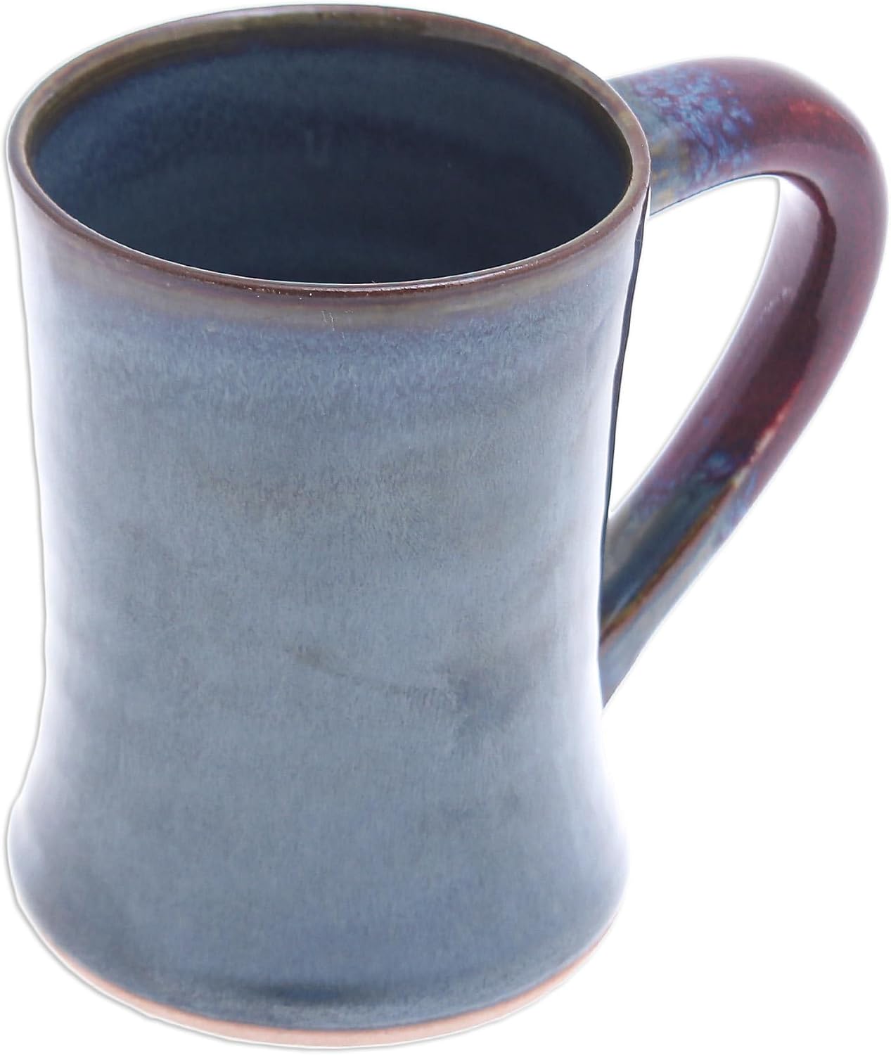 NOVICA Artisan Handmade Ceramic Mug Thai Blue Red Thailand Tableware Dinnerware Cups [4.1in H x 4.9in W x 3.1in D 9 Oz.] 'Refreshed'