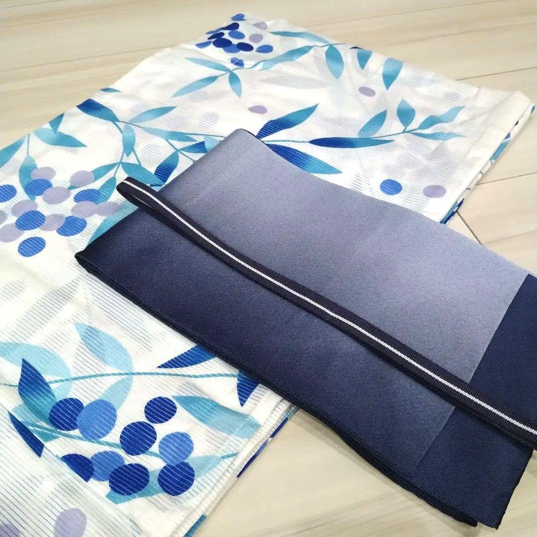 新品☆呉服屋♪大人清楚なスレンダー夏着物　浴衣３点セット Amazon.co.jp: ♪呉服屋♪綿麻大人清楚な葡萄柄 夏着物 浴衣3点