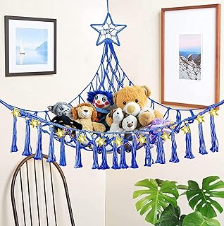 Stuffed Animal Net or Hammock, Macrame Stuffed Animal Hammock, Hanging Stuffed Animal Storage Boho Wall Corner Hammock Organizer, Toy Hammock for Nursery Play Room Kids Bedroom