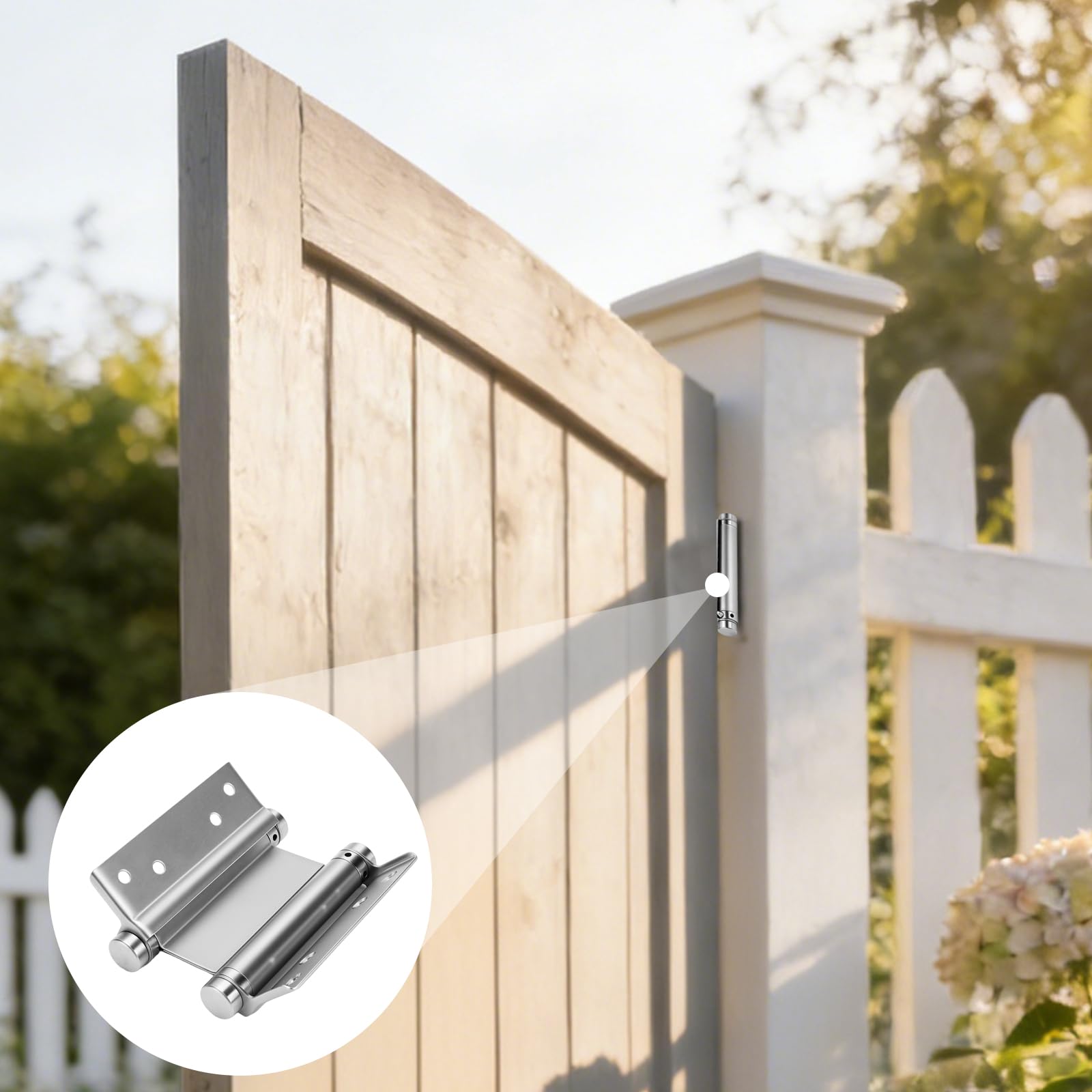 Lot de 2 paires de charnières de porte battante, en acier inoxydable, 100 mm, pour portes battantes, double charnière, pour portes en bois et portails de jardin, capacité de charge de 13 kg