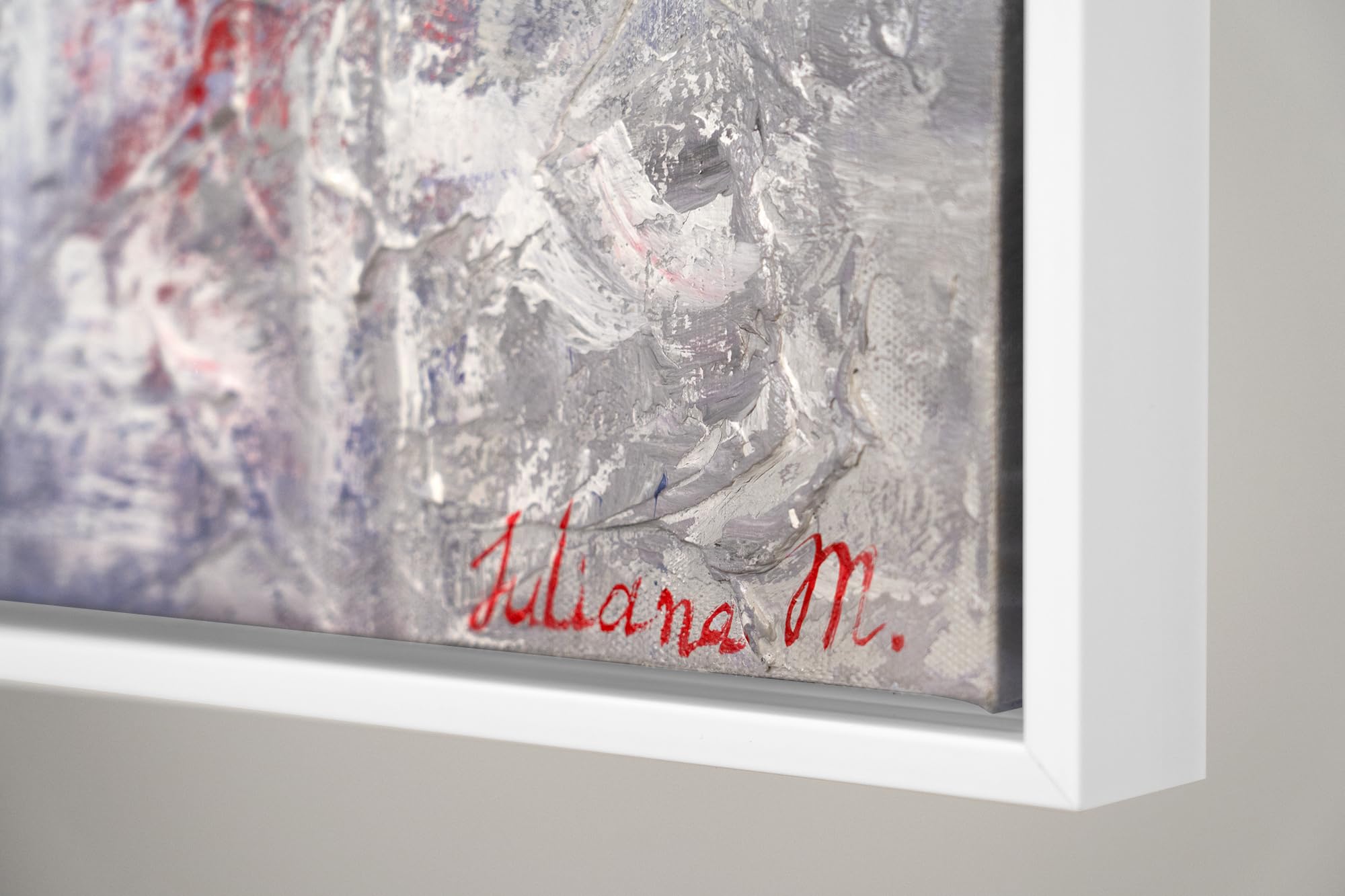 YS Tableau peinte à la main Un port tranquille Toile abstraite moderne voiliers rouges paysage marin brumeux Surface texturée avec cadre 160x80 cm
