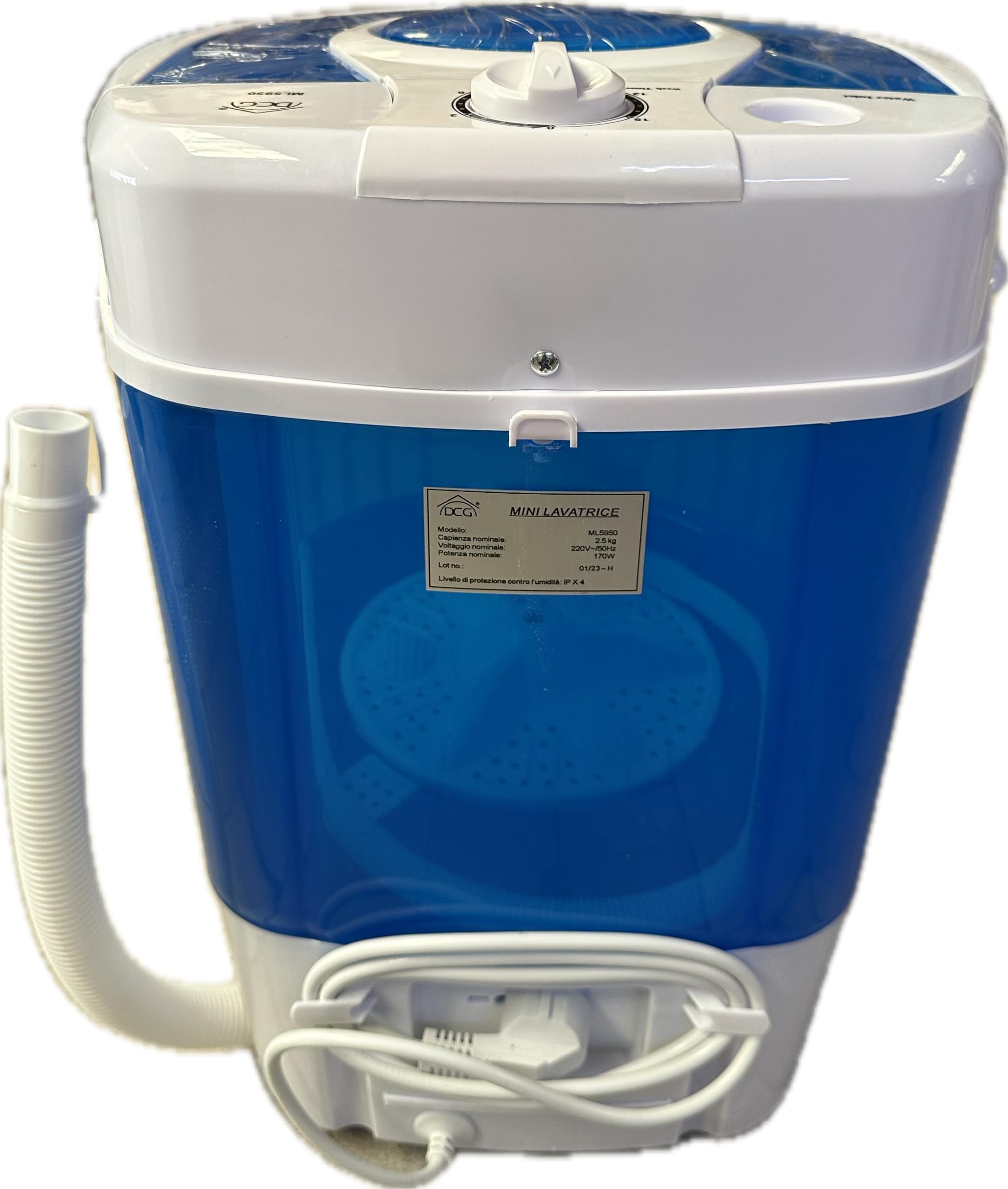 DCG Eltronic ML5950 Portatile Caricamento dall'alto 2kg Blu, Bianco lavatrice