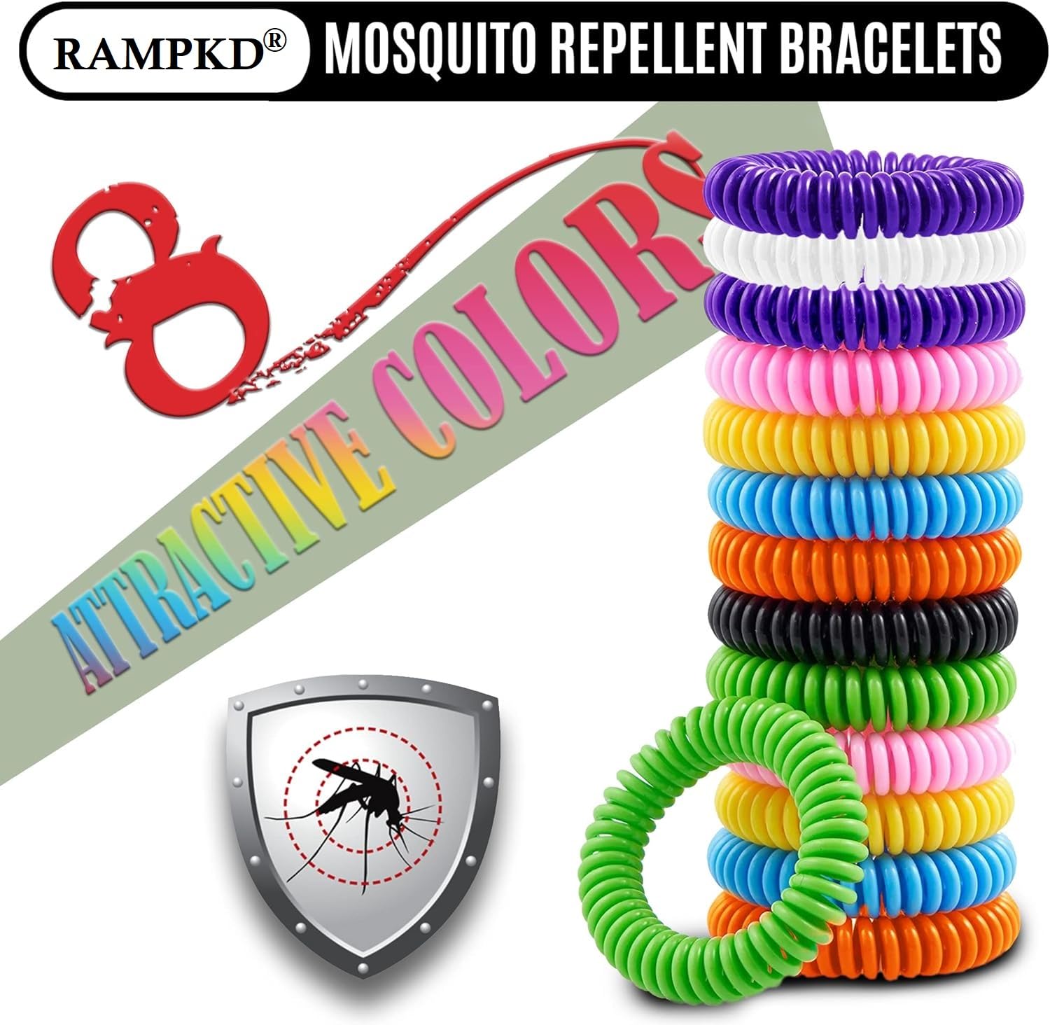 RAMPKD® Mosquito Repellent Bracelets Bands for Adults and Kids, All-Natural Deet-Free, Non-Toxic Protection, Stretchy Waterproof Anti-Mosquito Wristbands for Hiking and Camping (PACK OF-4) 4