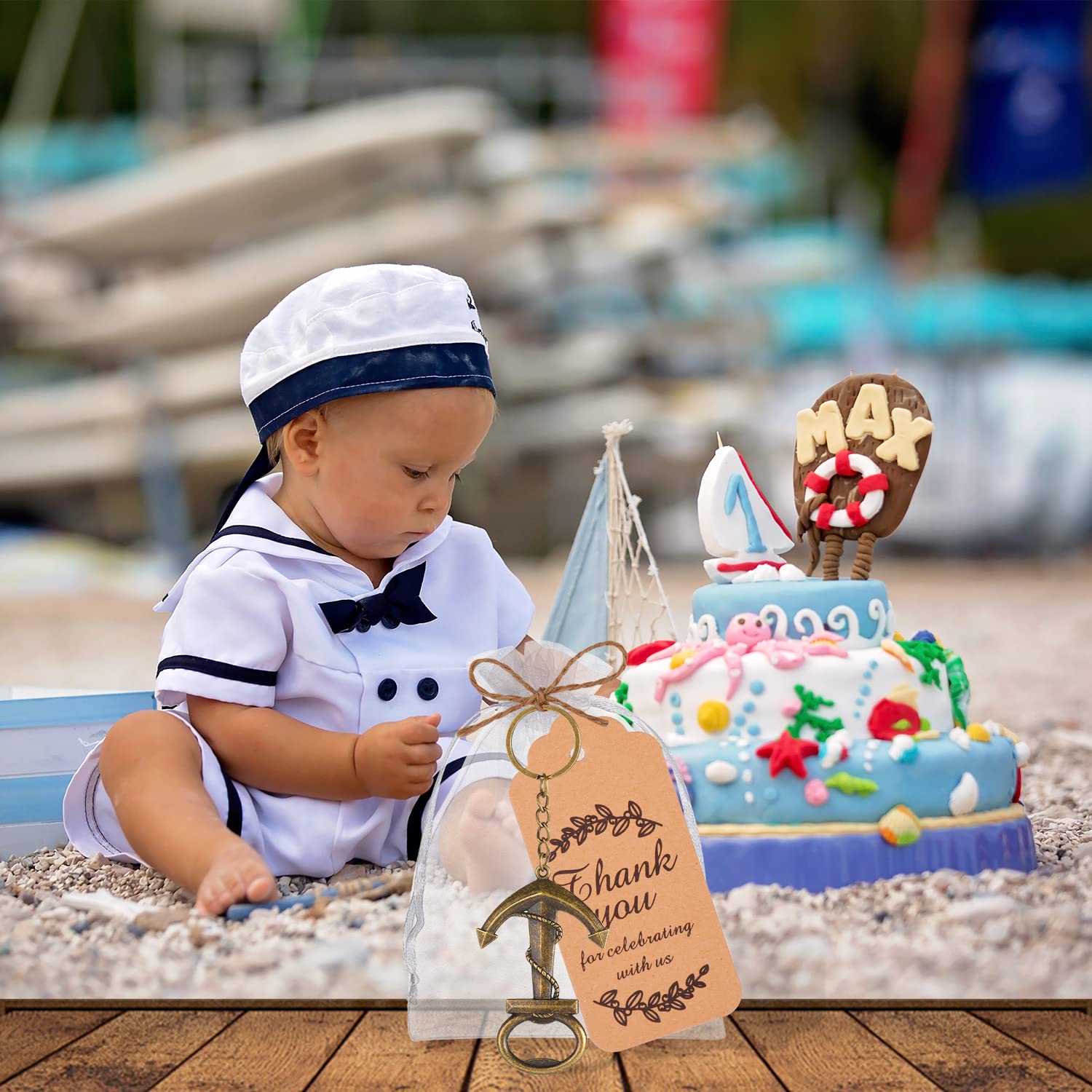 50 breloków do otwierania butelek z kotwicą, na ślub, upominki dla gości 50 lub prezenty na baby shower, pamiątki dla gości