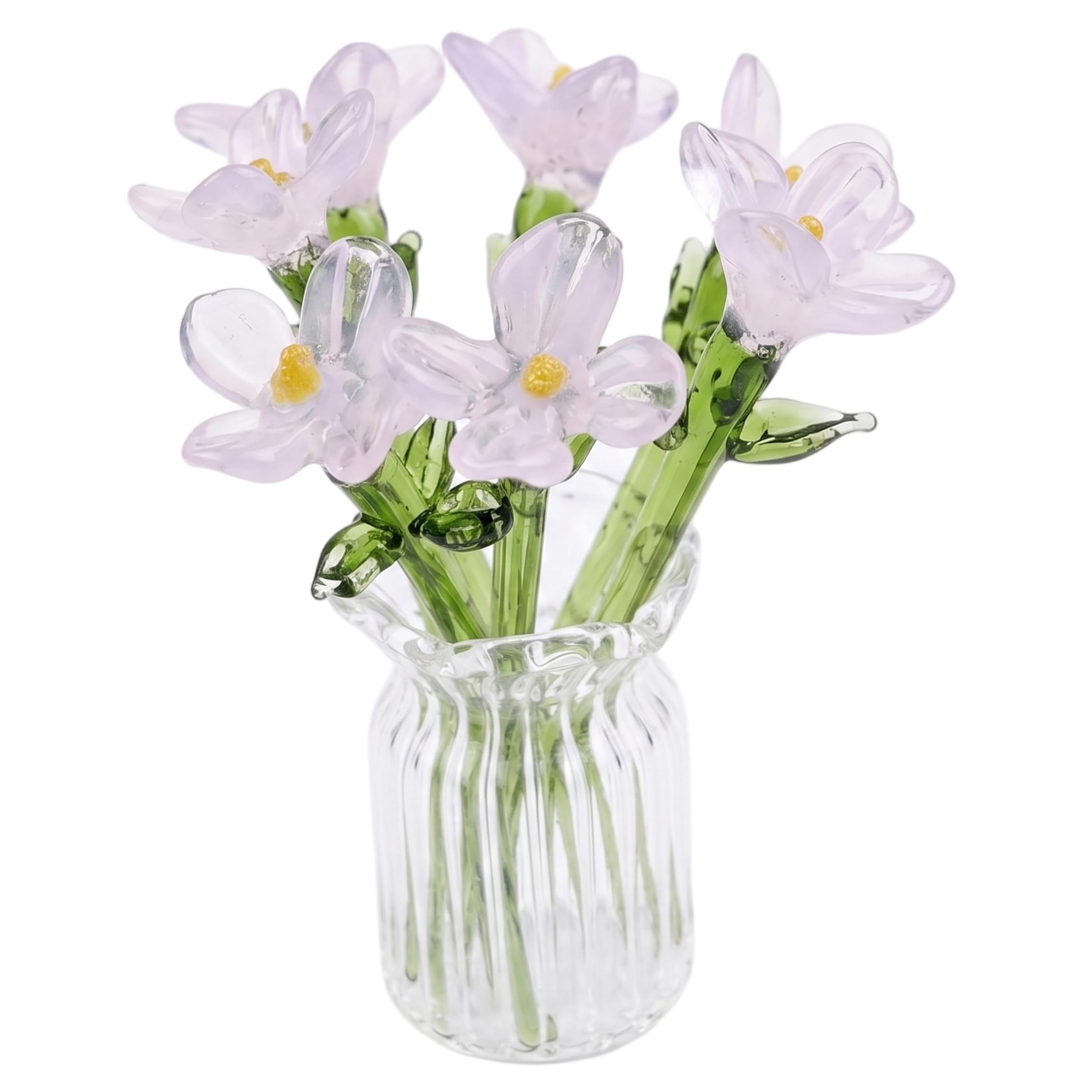 Tsawntd Mini Glass Flowers In Vase, Handmade Artisanal Floral Bouquet, Elegant Tabletop Decor, Style-2 mini glass flowers in vase flower tiny in