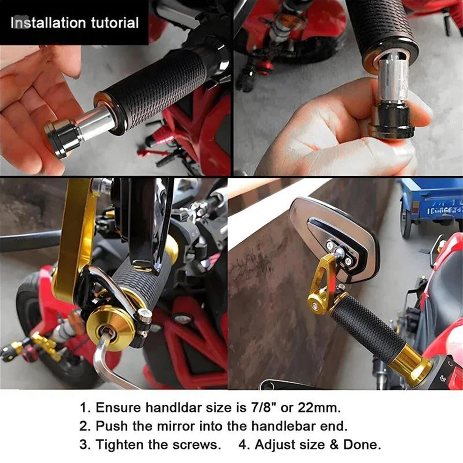 Rétroviseur de Moto Rétroviseurs De Guidon pour Moto Et Scooter 1 Paire pour F800GS F800 GS(007)
