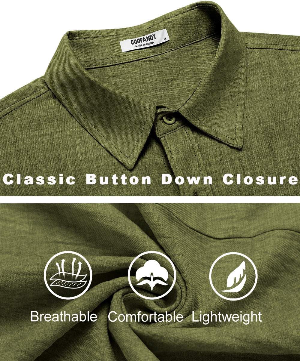 COOFANDY Men's Casual Button Down Shirts Short Sleeve Textured Summer Beach Shirt - Image 5