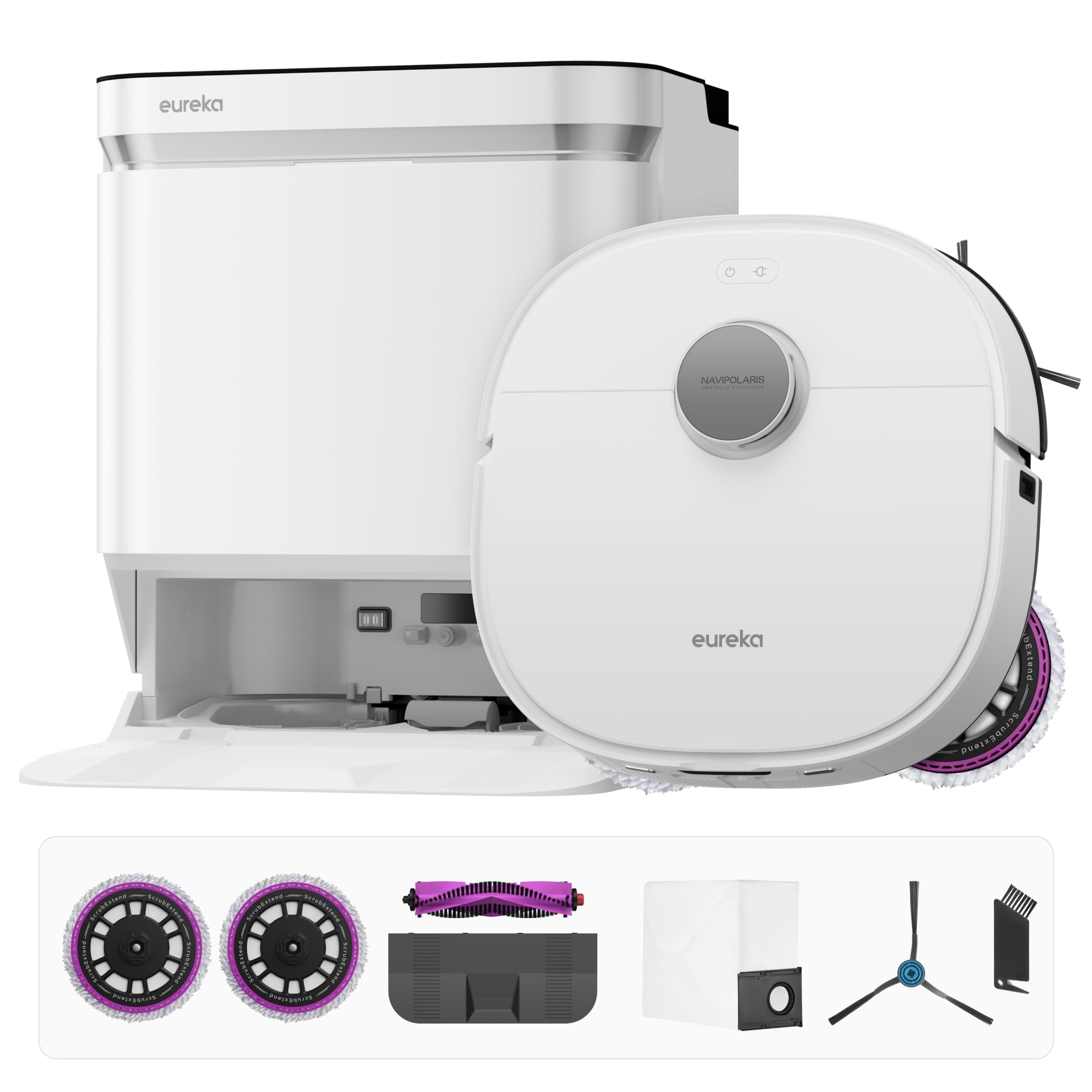 EUREKA J15 Pro Ultra Robot di aspirazione e pulizia + stazione all-in-one (autopulente, navigazione LDS 16200Pa, rilevamento degli ostacoli, anti-groviglio, ideale contro peli di animali, controllo