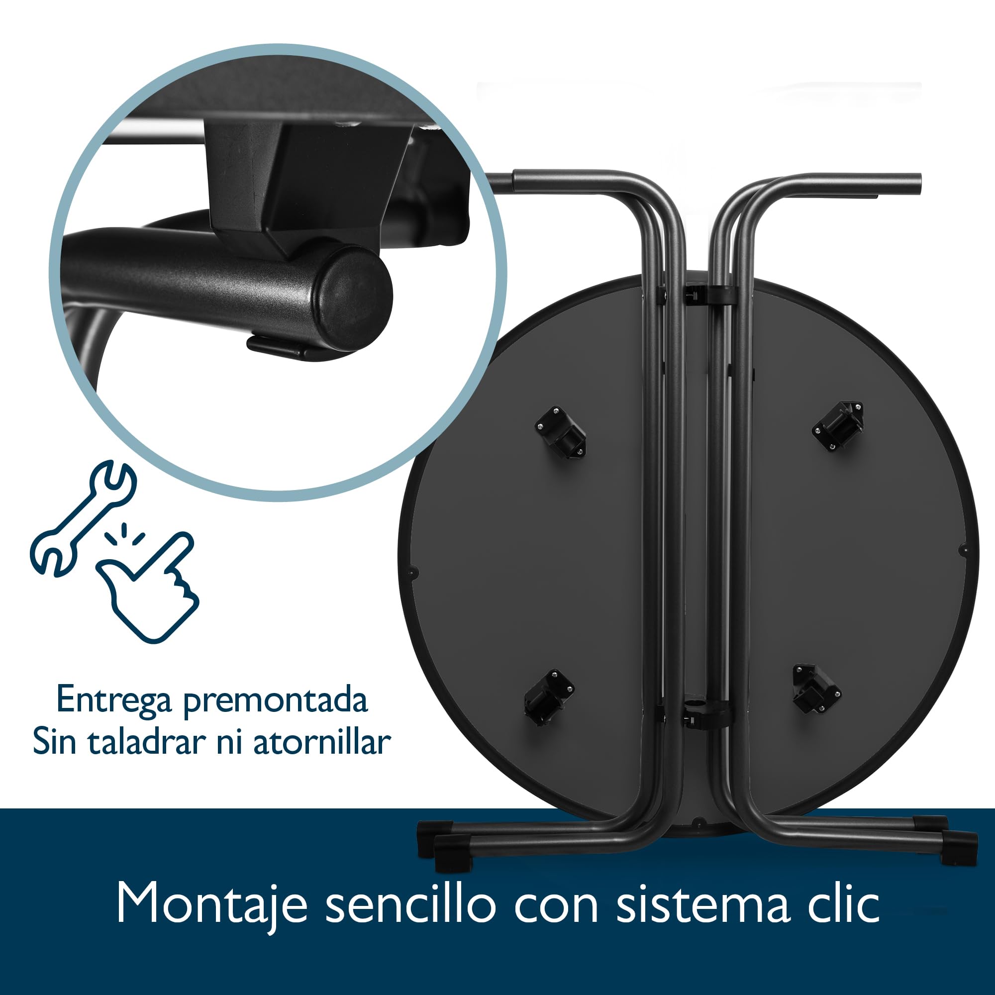 Beautissu Mesa Bistró Exterior Ø 70 cm – Mesa Alta Plegable de Jardín Terraza Balcón – Mesa de Camping y Eventos Altura 70 cm – Negro – Bistroni