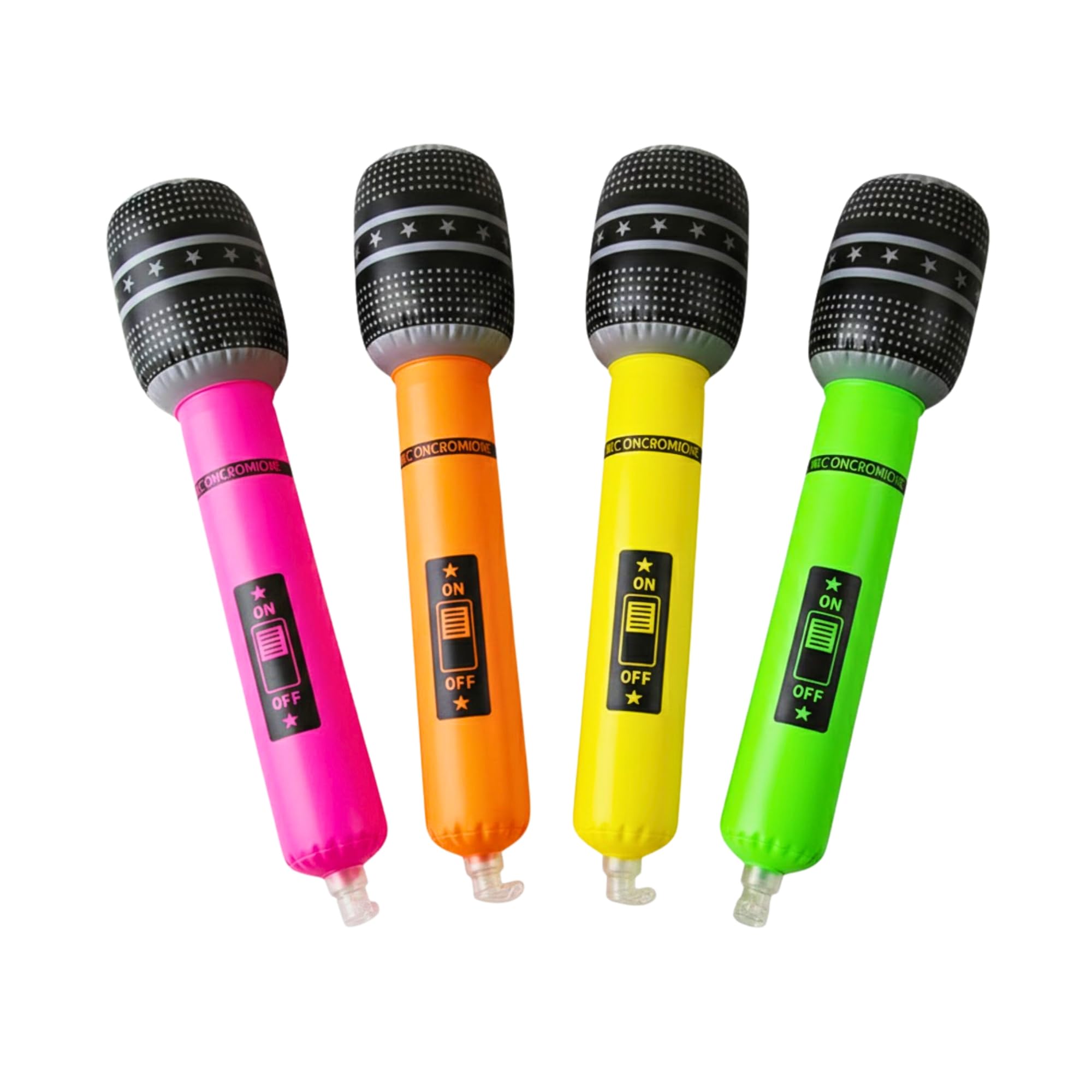Shatchi Assorted Any Colour 5 Pcs 40 Cm Assorted Inflatable Microphone Toys, Blow Up Musical Instrument Props For Kids And Adults, Party Bag Fillers For Fancy Dress, Stag Do, Hen Night, Birthdays And Rock Star Themed Parties