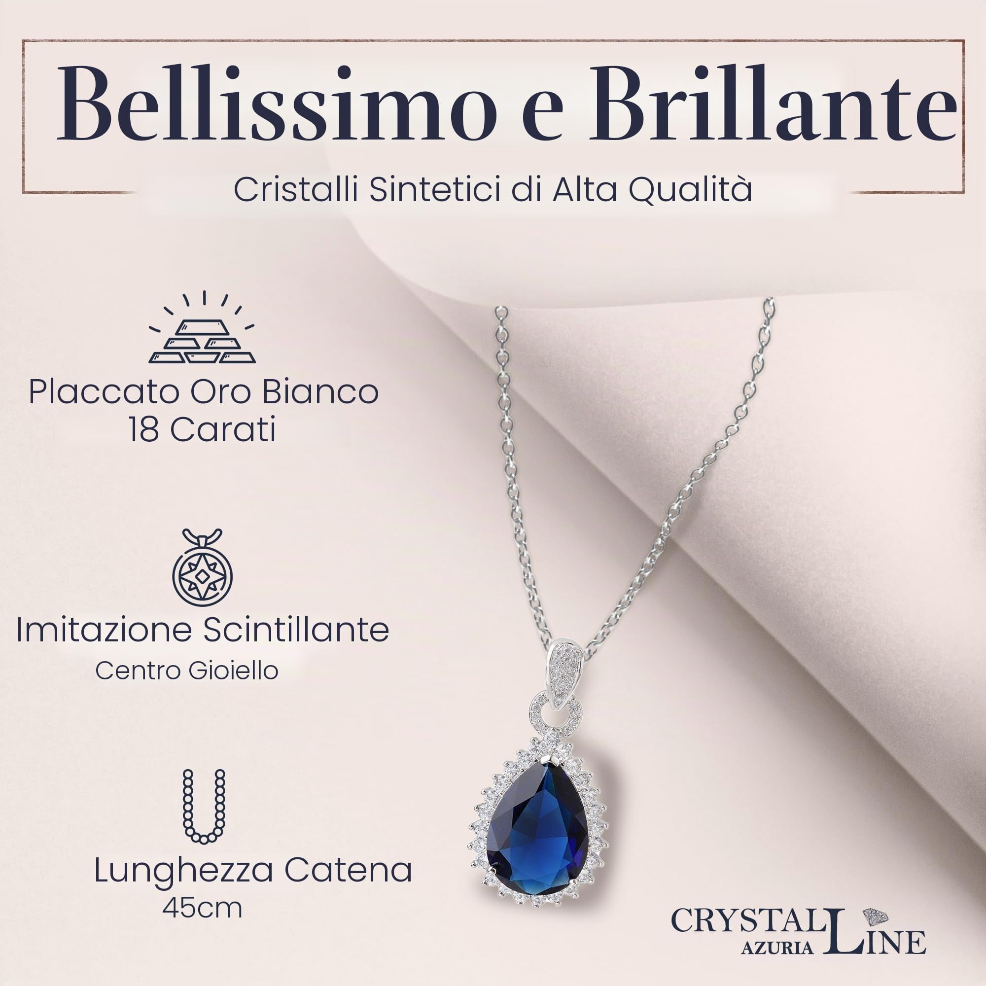 Crystalline Azuria Parures Lacrime per Donne Nozze Sposa Gioielleria Parure Con Collana e Orecchino Zirconia Damigella D'onore Gioielleria