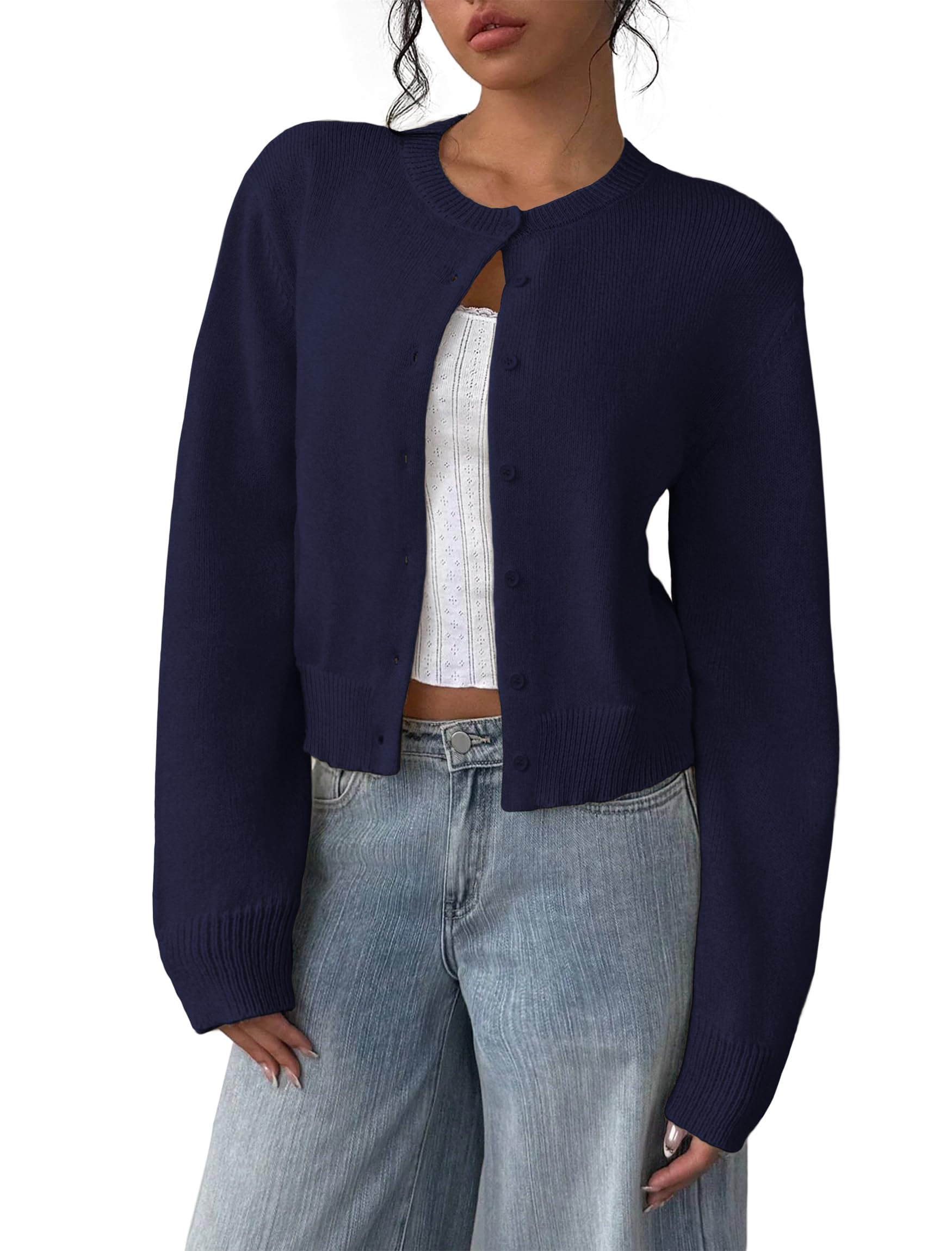 IWD Womens Cropped Cardigan Sweaters Knit Lightweight Crop Sweater Fall Outfits Trendy Open Front Clothes 2025