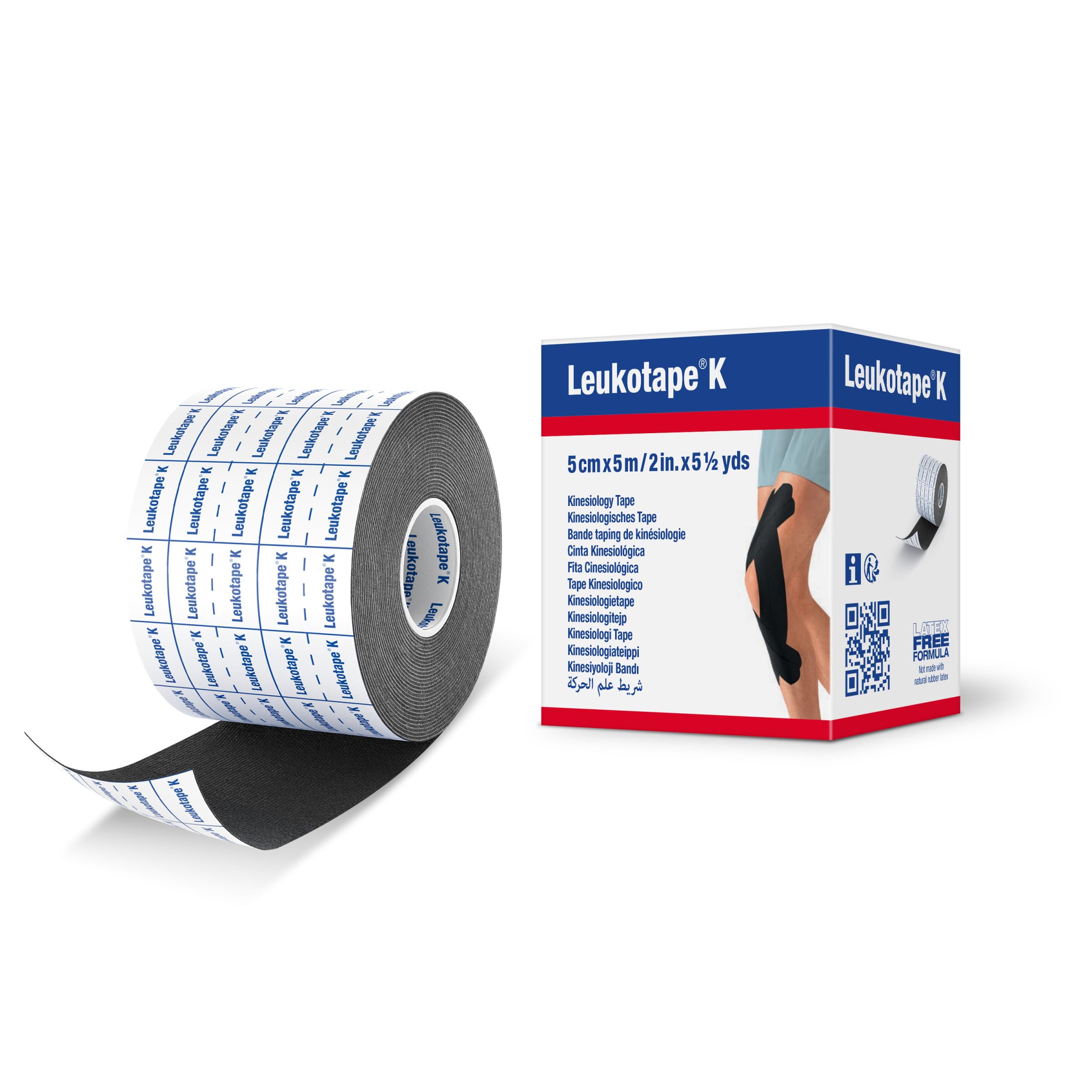 LEUKOTAPE K 2 Inch X 5.4 Yard, Black (Pack of 5)