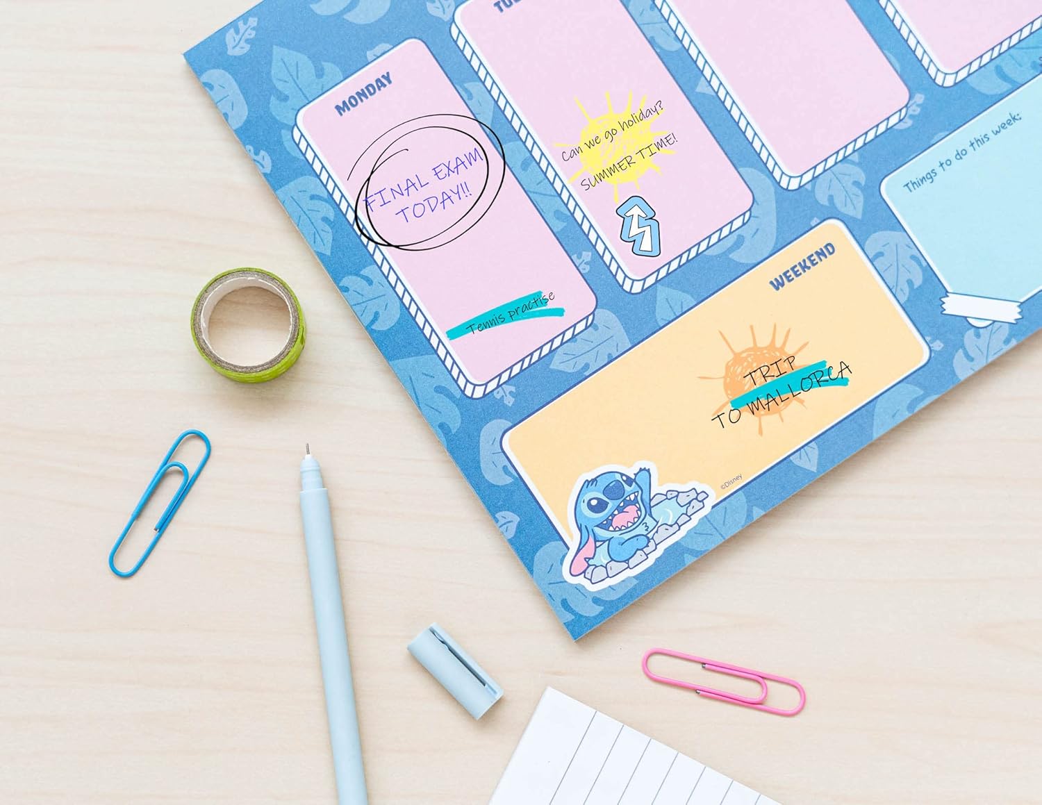 Grupo Erik Weekly Planner A4 - Disney Stitch Gifts | Undated Daily Planner Family, Desk Calendar, 54 Tear Off Pages Notepad | Stitch Stationery Gifts Under 10 Pounds