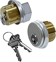 AIsecure Brass Mortise Cylinder SC Keyway Thumbturn & Keys - Commercial Grade Storefront Door Lock for Aluminum Shop Doors