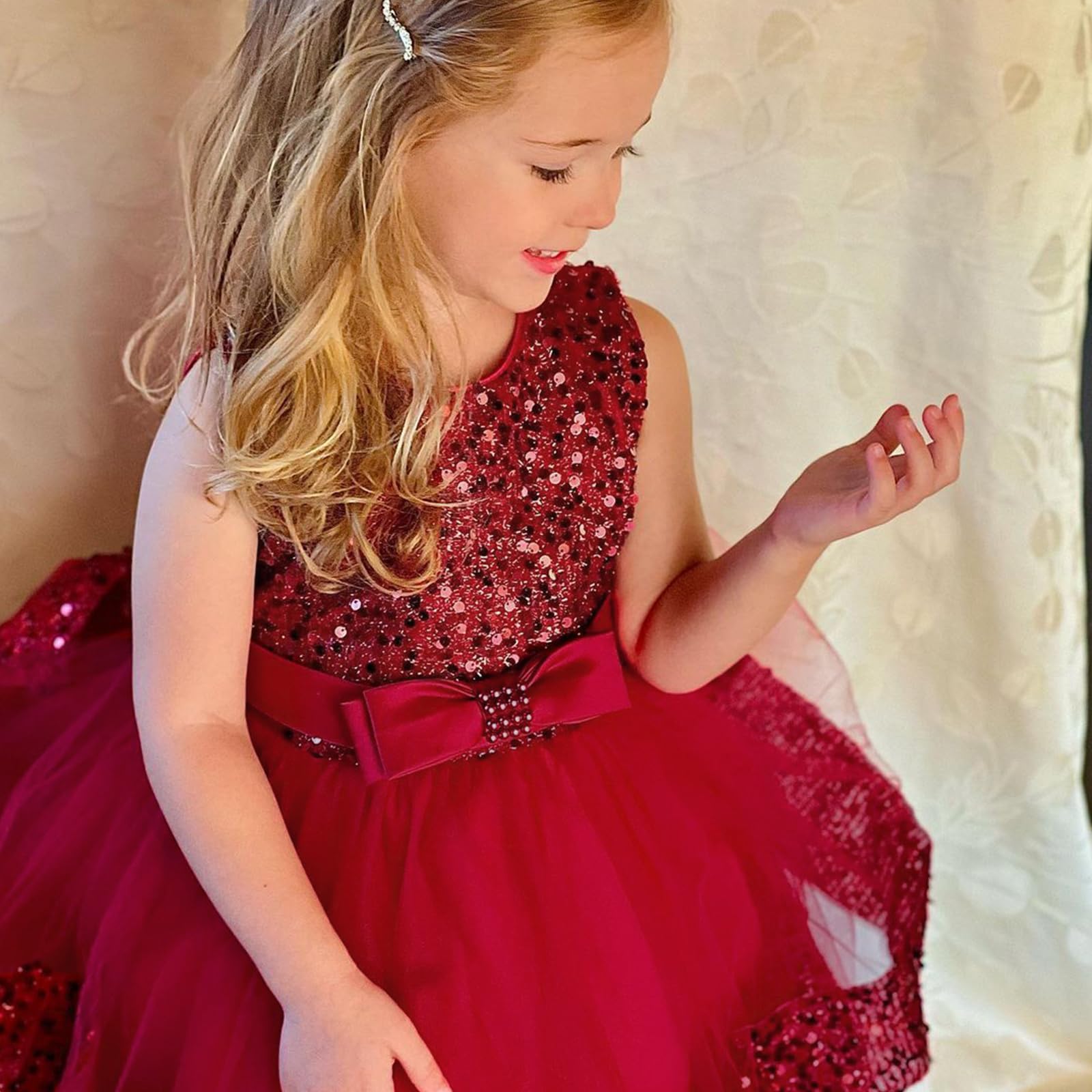 Miipat Baby Mädchen Festzug Kleid Pailletten Prinzessin Kleid Kleinkind Blume Hochzeit Geburtstag Party Kleid Kleider