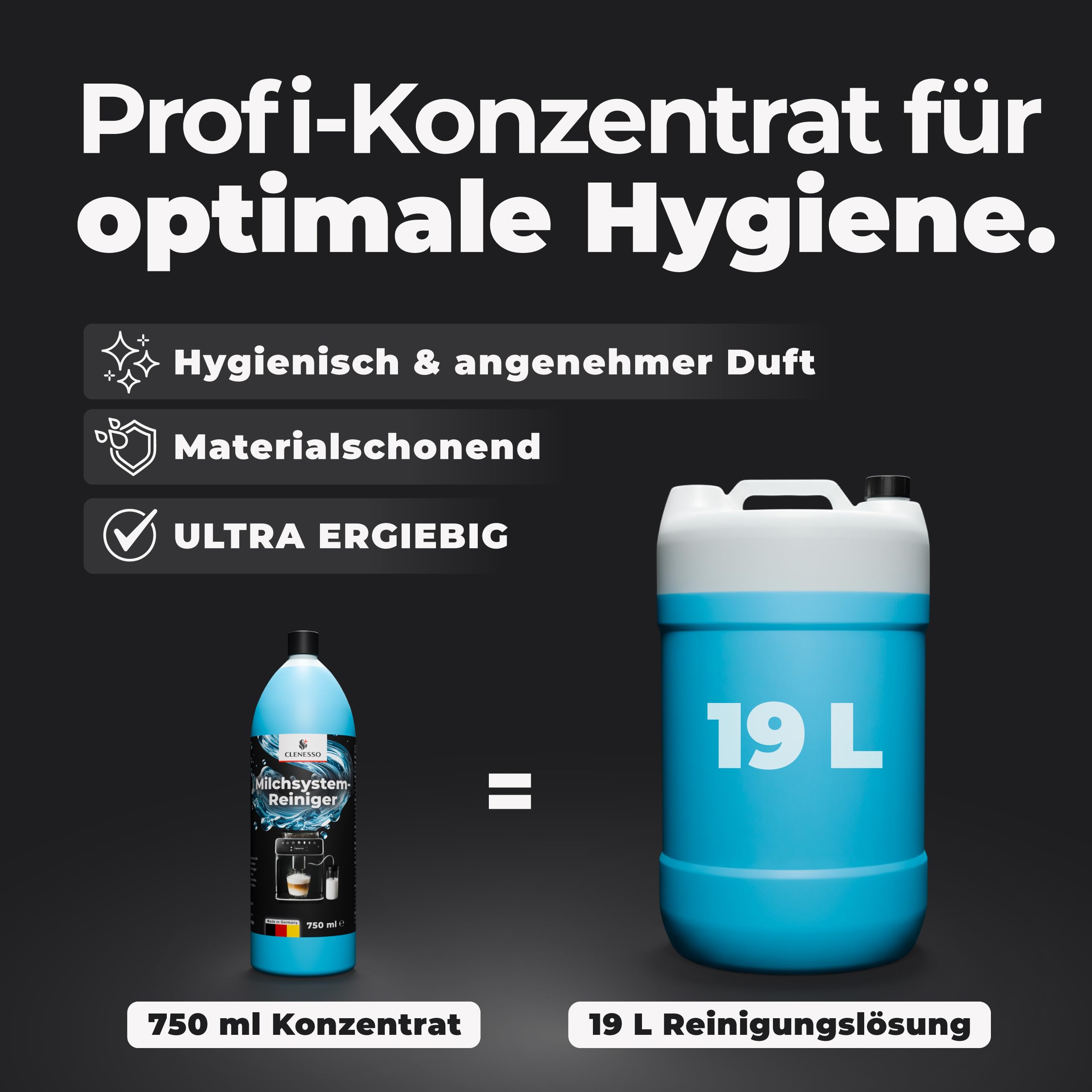Milchsystemreiniger (3 x 750ml) – Milchschaumreiniger kompatibel mit Jura, Philips, Melitta uvm. – Milchreiniger Kaffeevollautomat für optimale und günstige Reinigung des Milchsystems