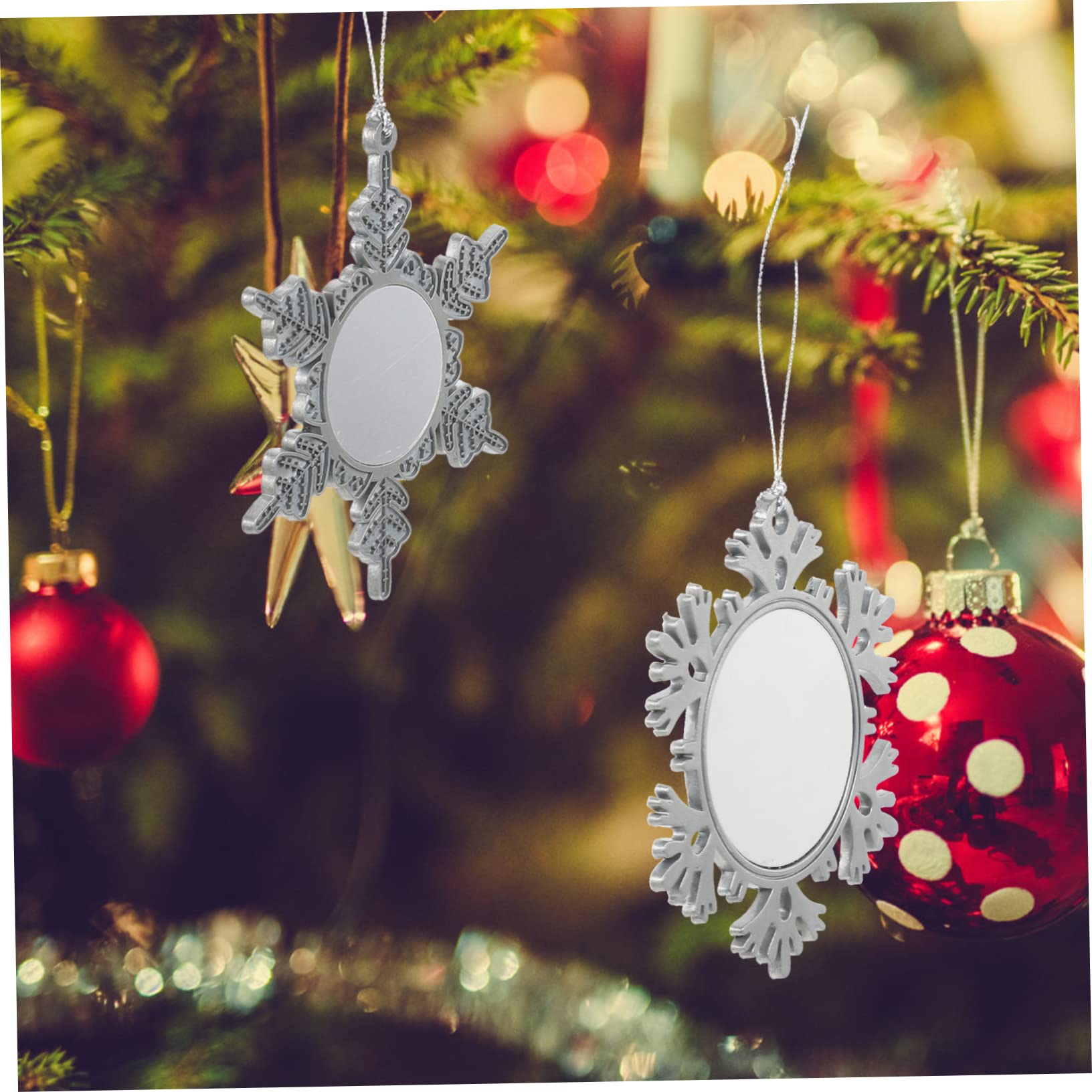 EXCEART 9 Piezas De Nieve De Sublimación Adornos Colgantes para Arbol De Navidad Adornos De Recuerdo DIY Adornos De Fotos para El Árbol Decoración Navideña Accesorios Aleación Metal