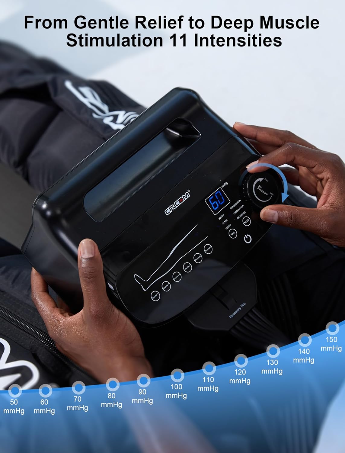 CINCOM Air Compression Recovery System - 6-Zone Professional Dynamic Pressure Leg Massager Boots for Circulation Improvement & Muscle Recovery, Compression Therapy for Athletes, FSA-HSA Eligible - Image 4