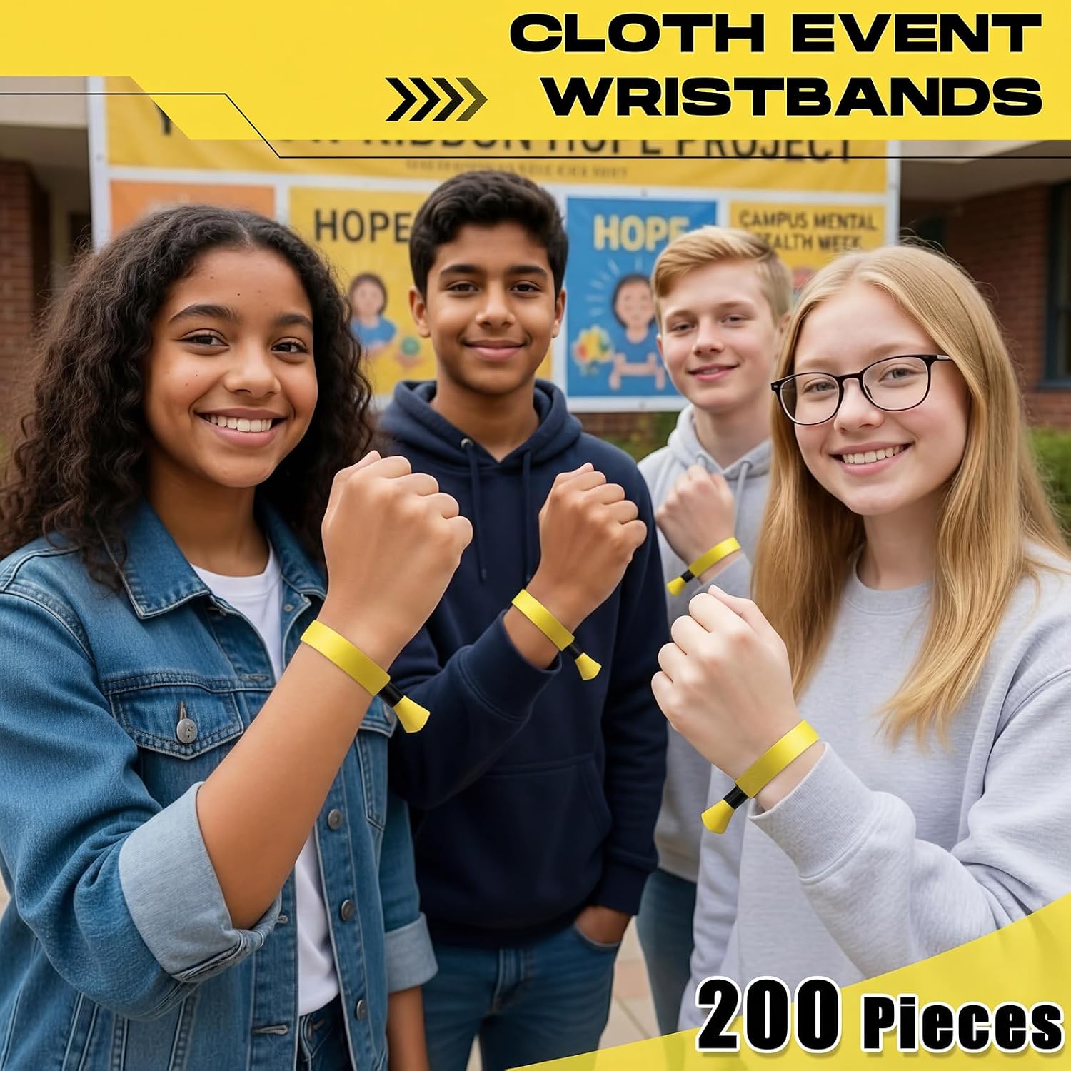 Crowye 200 Pcs Color Cloth Event Wristbands Without Logo Social Distancing Identification Wristbands for Wedding Party Events (Yellow)