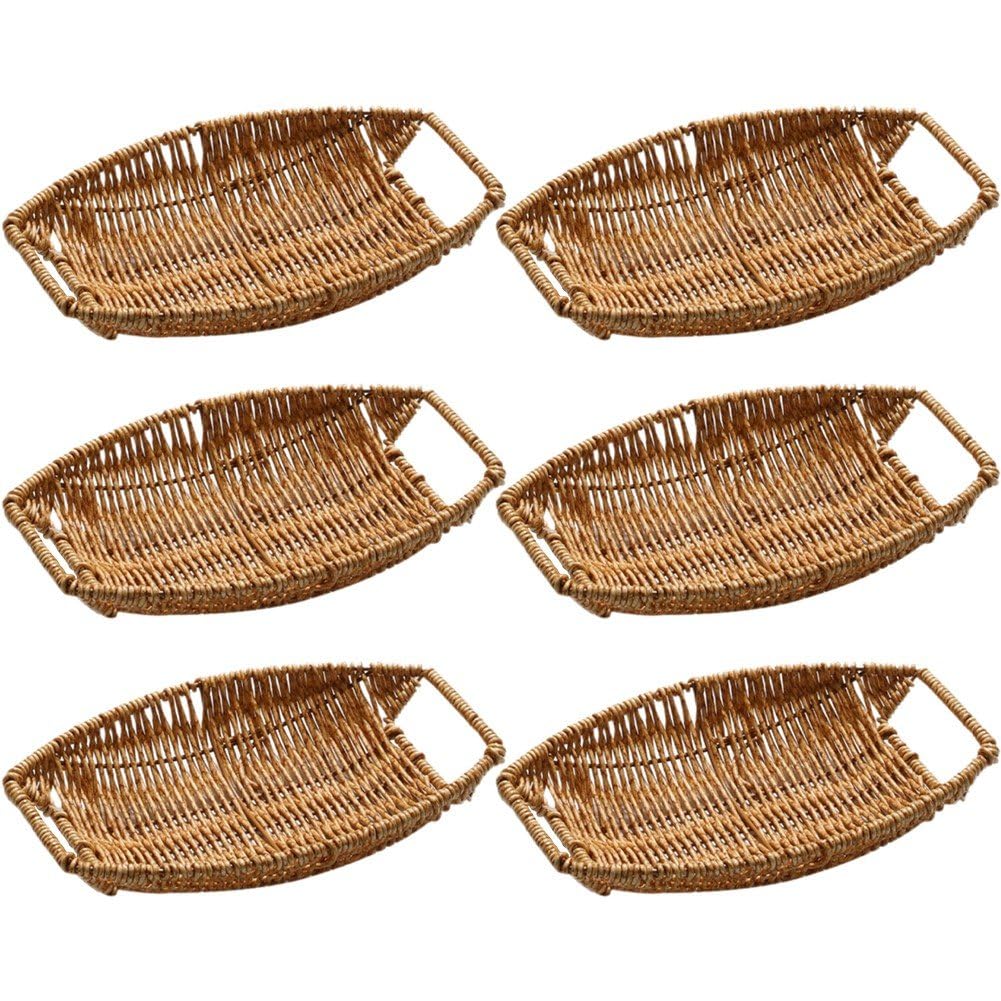 Plateau à pain à bonbons en rotin et panier de rangement tissé pour table et bureau
