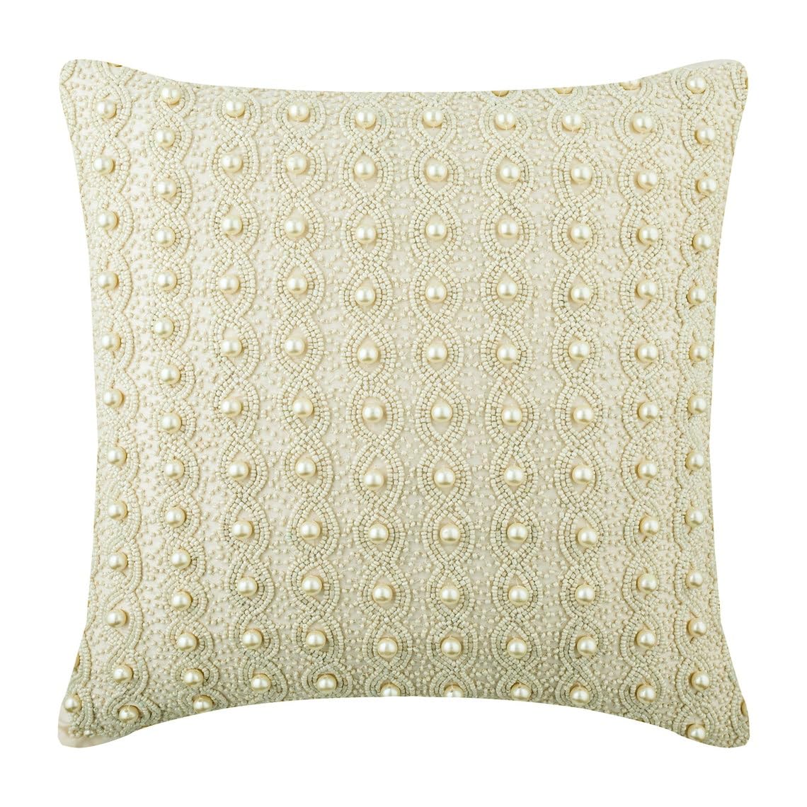 The HomeCentric Decorative Cushion Covers Pack of 2, 35x35 cm (14"x14") Ivory, Silk Throw Cushion Covers, Cushion Covers, Modern Cushion Covers - Pearl Bed โ image 1