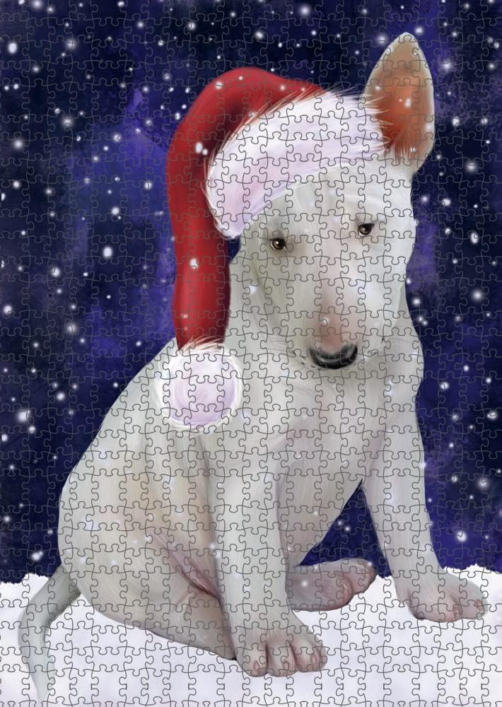 Let it Snow Bull Terrier Dog Jigsaw Puzzle for Adults - Animal Printed Interlocking Puzzle Game Artwork - Gift for Dog Lover's - 1000 Pcs 29.5"x19.7", PZLE62015