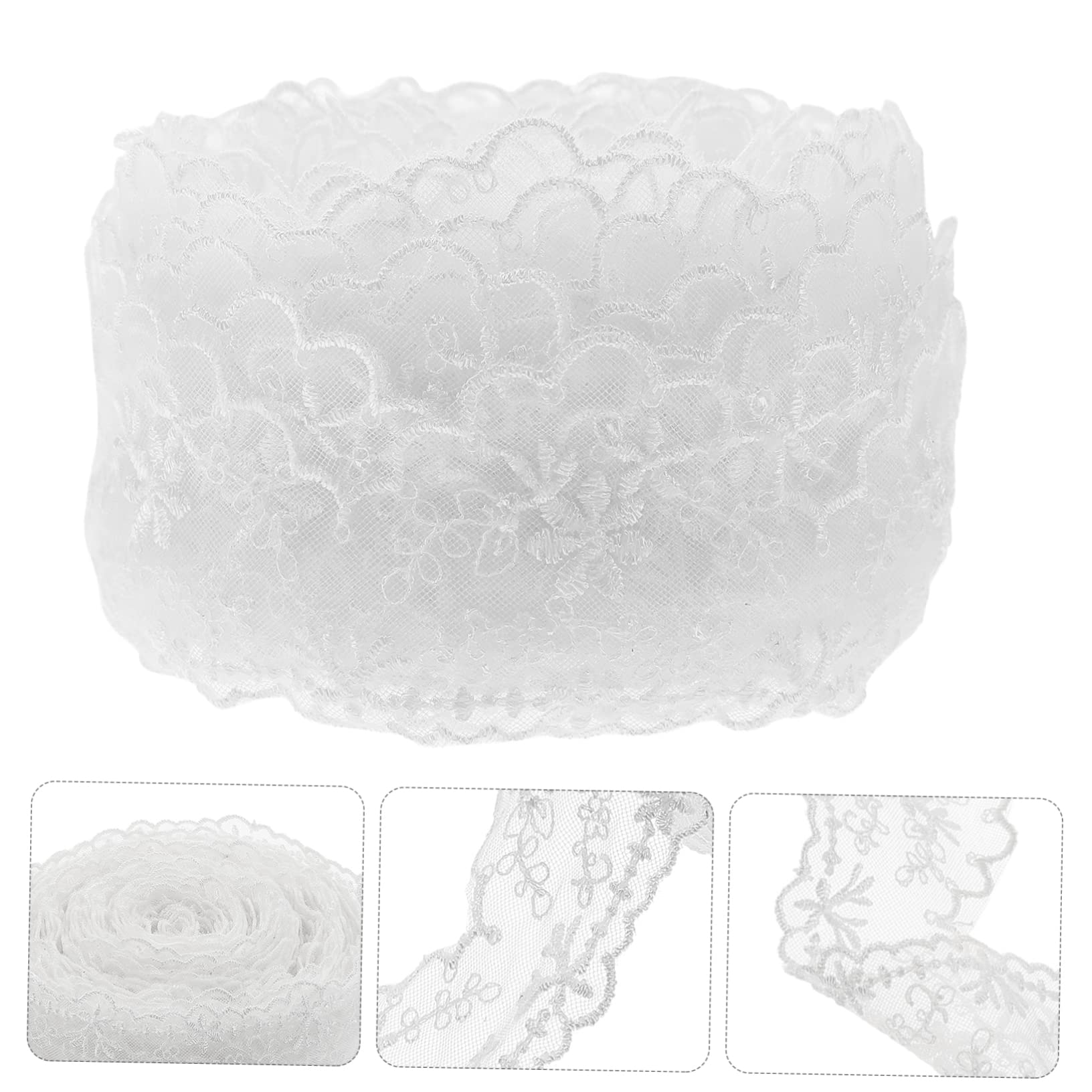 SHINEOFI 3rollos Encaje De Raso Bordado Para Vestidos De Novia y Lencería Yardas De Trim Elegante Para Proyectos De Bricolaje Material De Costura Decorativo