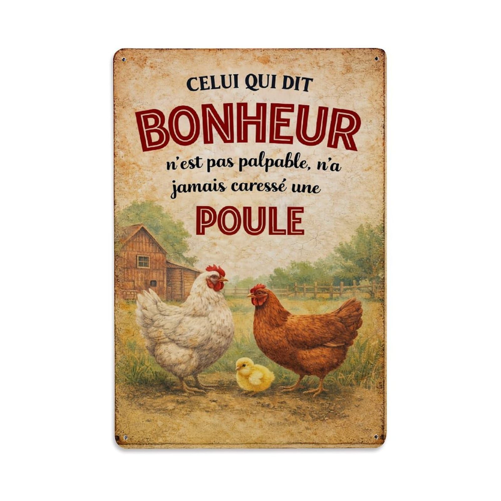 Chicken Barn Chickens Farm Scene Vintage Tin Sign Retro Metal Wall Decor Metal Poster, Home Bar Garage Farmhouse Cafe Wall Art Decoration 8x12Inches