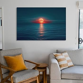 Amazon.co.jp: 絵画 海と太陽インテリア 絵画 美しい海の景色