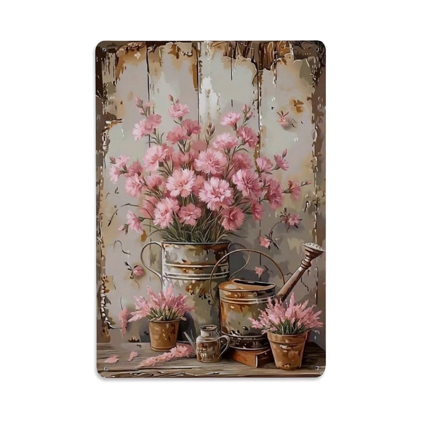 Vintage Flower Bunch Clarkia Pastoral Aesthetics Metal Tin Sign