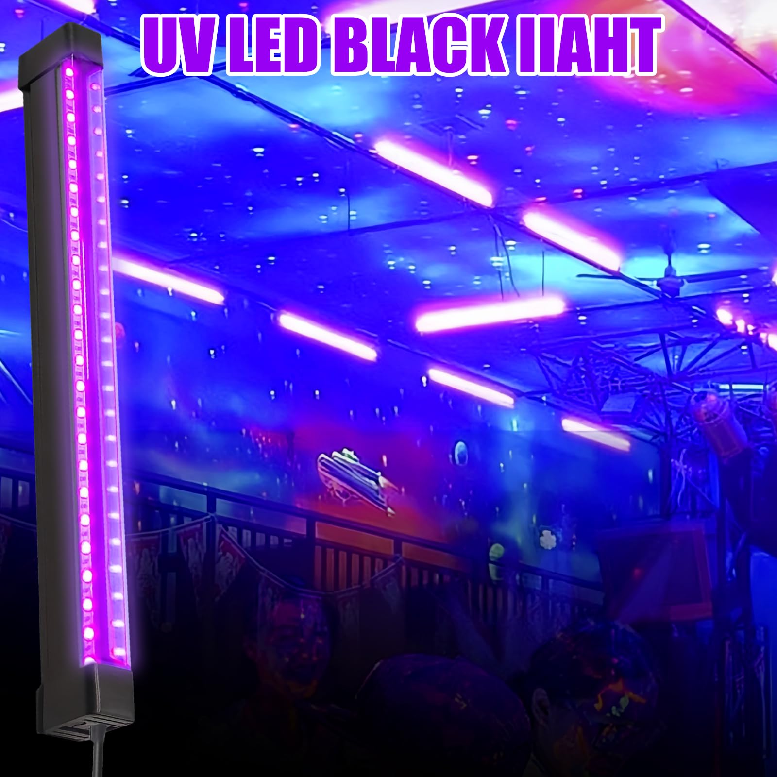 2 lámparas de luz negra: 8 W, lámpara de luz negra con interruptor y conector USB, luz negra UV, tubo de luz UV para discoteca, fiesta, Halloween, decoración de escenarios