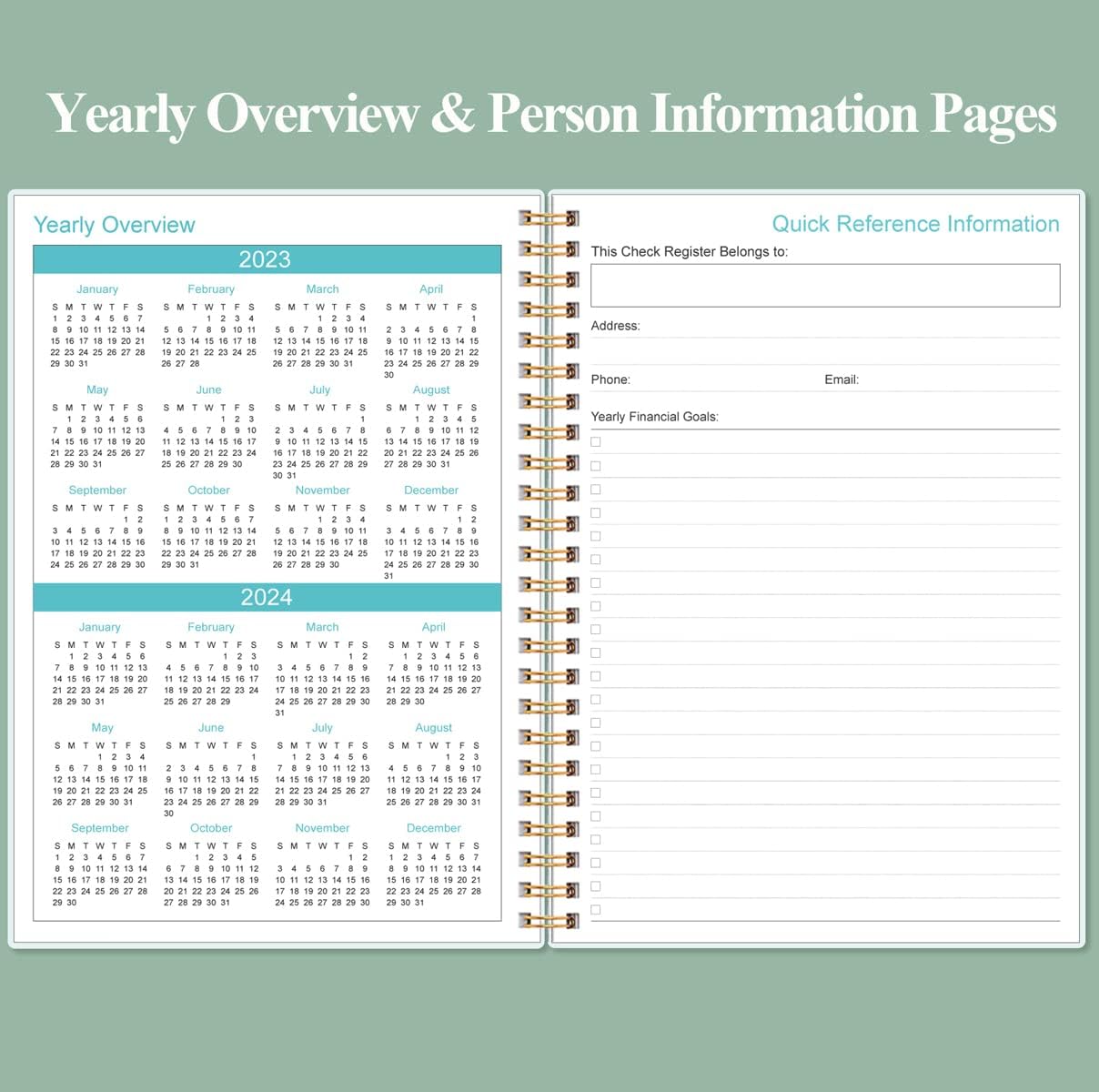 Check Registers - A5 Deluxe Checkbook Log Book for Personal Checkbook, Expense Ledger Book for Personal and Small Business, Teal Flower : Office Products