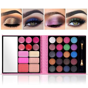 All in One Makeup Kit - 20 Eyeshadow, 6 Lip Glosses, 3 Blushers, 2 Powder, 1 Concealer, 1 Mirror, 1 Brush, Make Up Gift Set for Teen Girls, Beginners And Pros