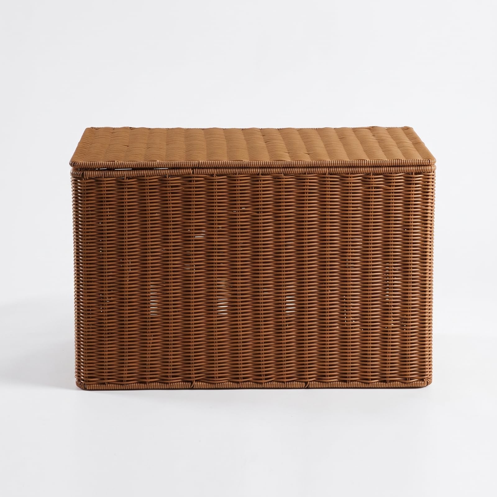 Cesto Portaoggetti con Coperchio Rettangolare Scatola in Finto Rattan Naturale Cesto in Rattan per Armadio, 50x35x31cm