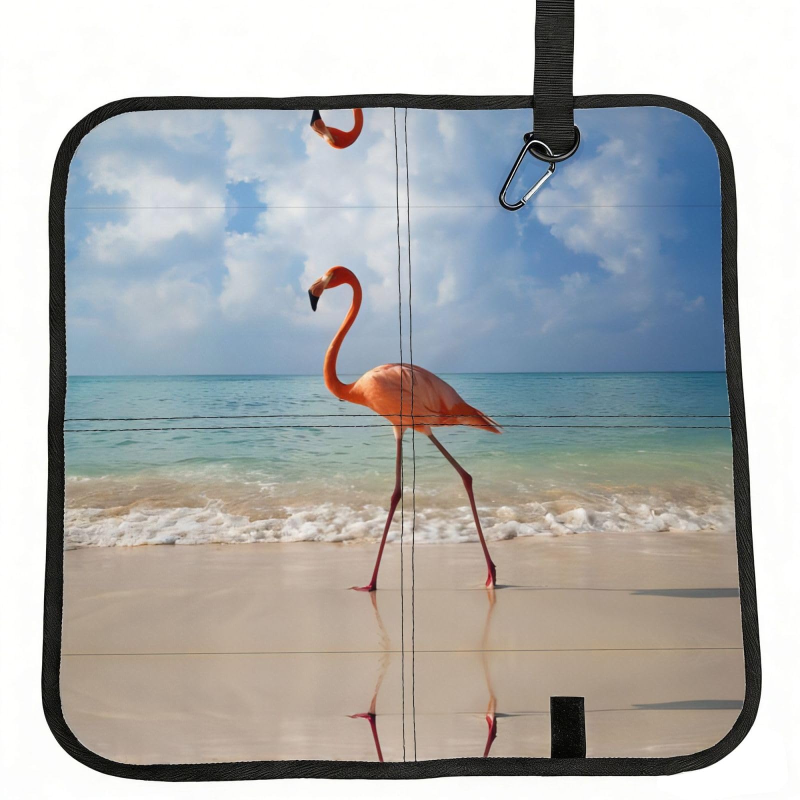 MROWYC Beautiful Flamingo Printed Foldable Seat Cushion - Portable with Carabiner, for Stadium, Camping, Hiking