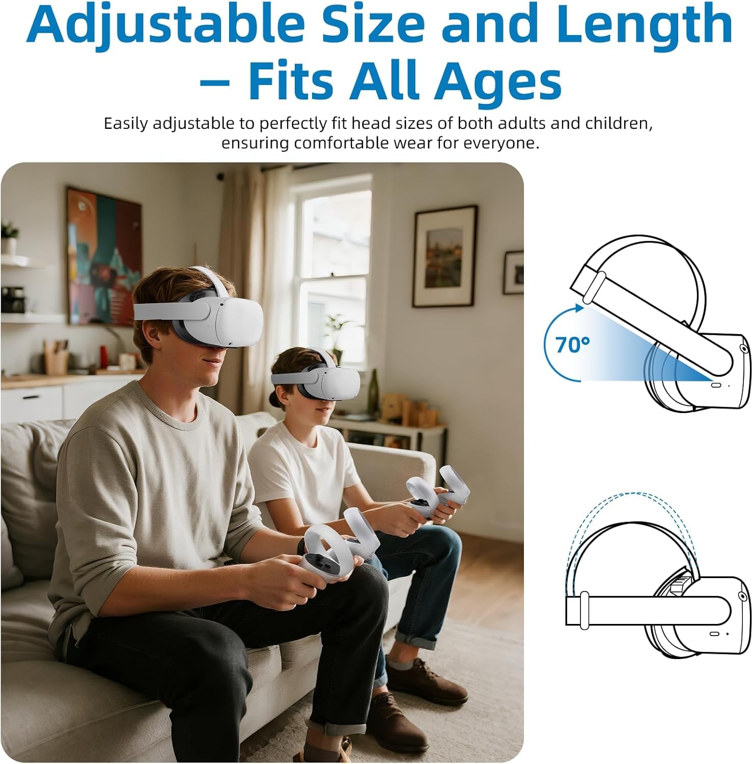 Cinghia per la Testa e Copertura per il Viso per Meta Quest 2, Kit di Accessori VR con Cinghia di Regolazione Sostitutiva e Imbottitura per il Viso Compatibile con Oculus Quest 2