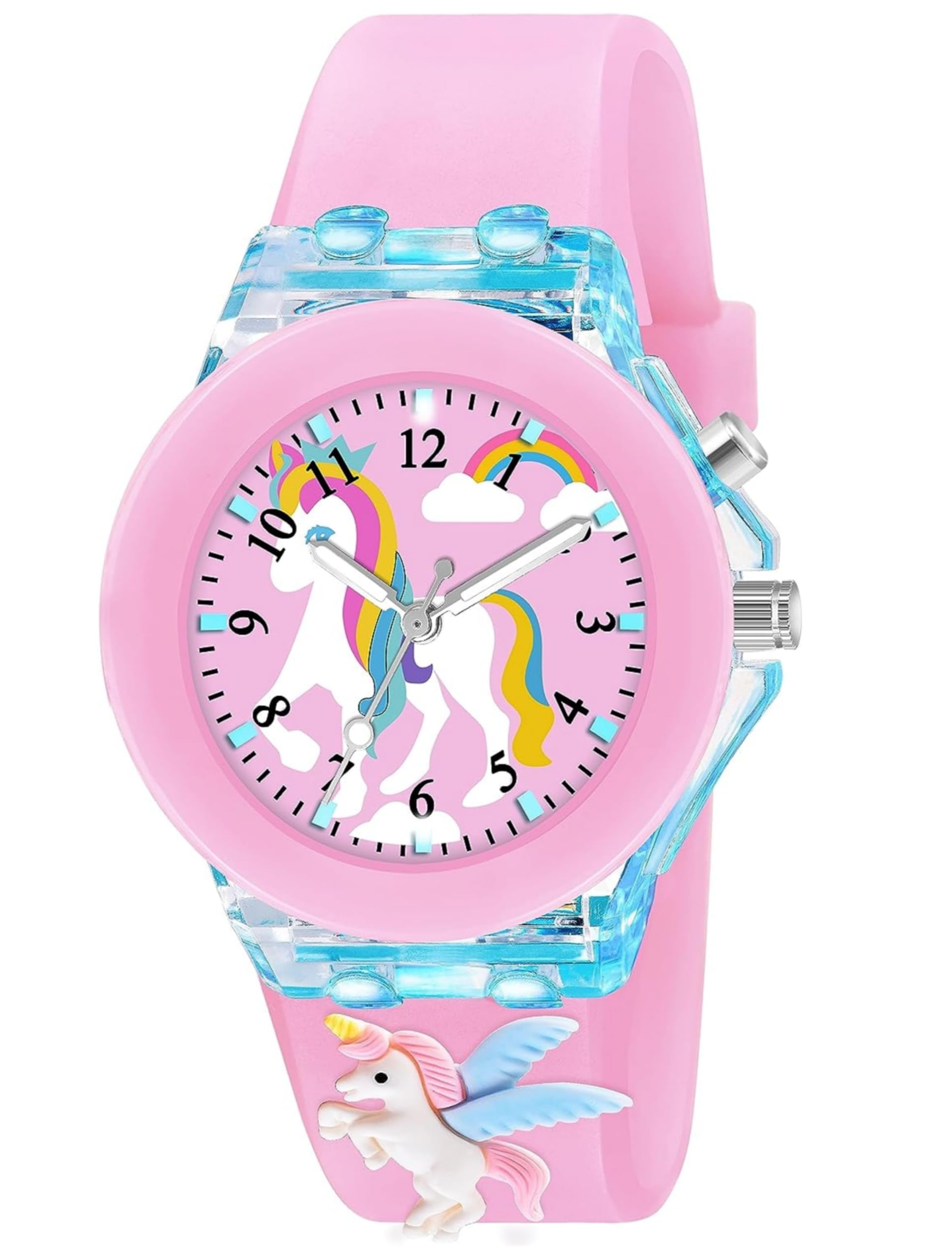 FRIEDRICH 3D Cartoon Charecter Multi Colour Light Children Kids Watch for Boys Girls Analog Watch Boys Best Gift Baby for Kids Watch for 3+ to 11 Year Old boy Girl (Pink)
