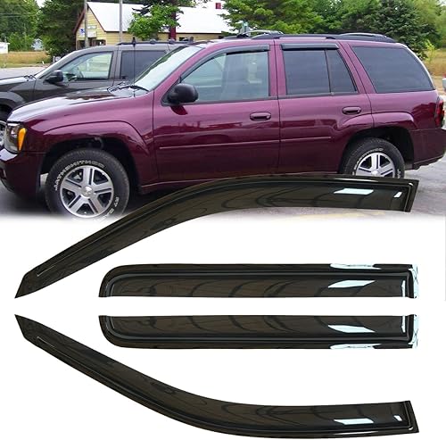 Miniatura 2 de 4 protectores de lluvia para ventana estilo montaje exterior, deflectores de viento laterales duraderos, ventilación de humo oscuro, bonitas viseras