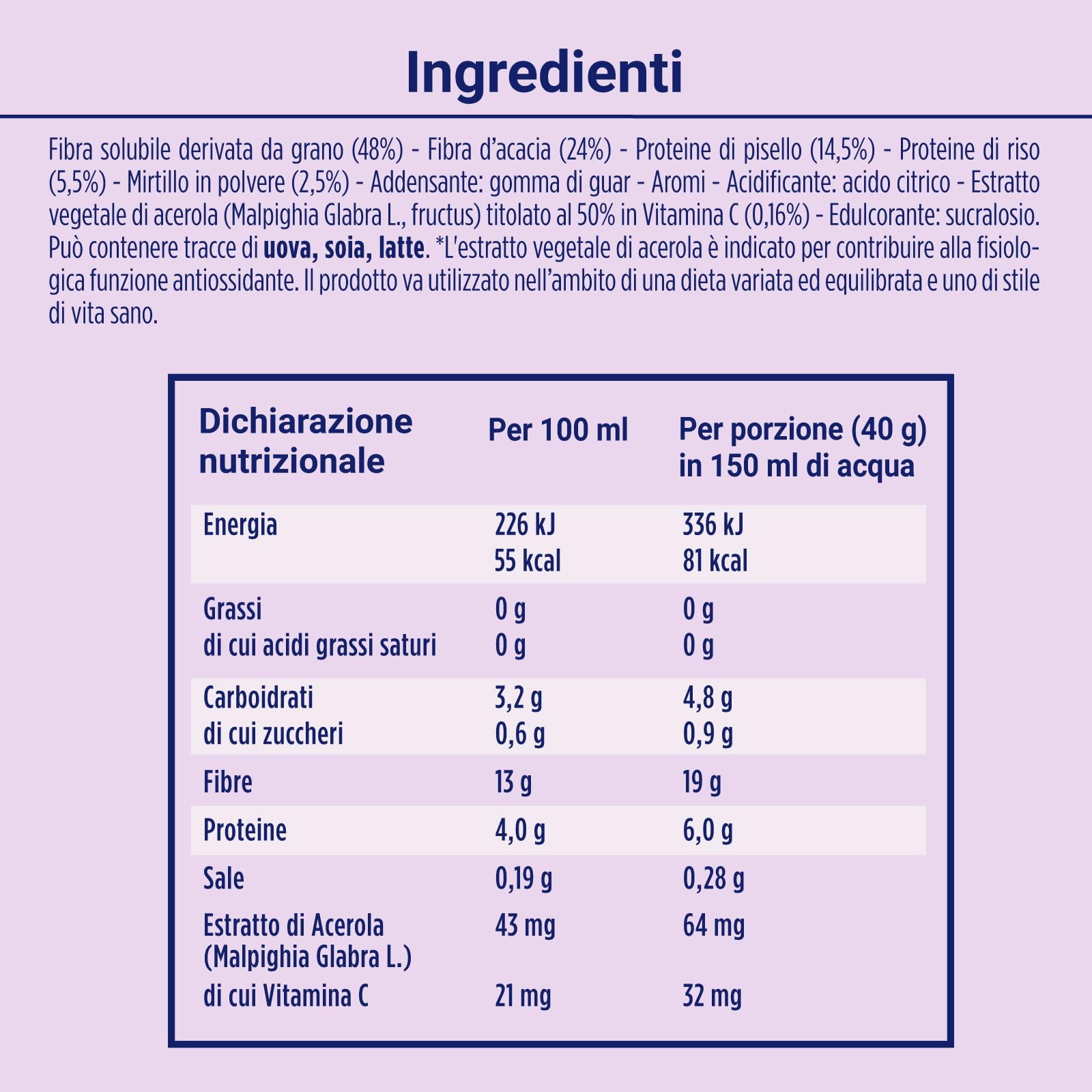 Enervit Protein, Smoothie al Mirtillo, 30% di Proteine, Senza Zuccheri Aggiunti, Per una Pausa Fresca e Proteica, Senza Grassi, 1 Smoothie = 81 kcal, Gusto Mirtillo, VeganOK, Barattolo da 320g