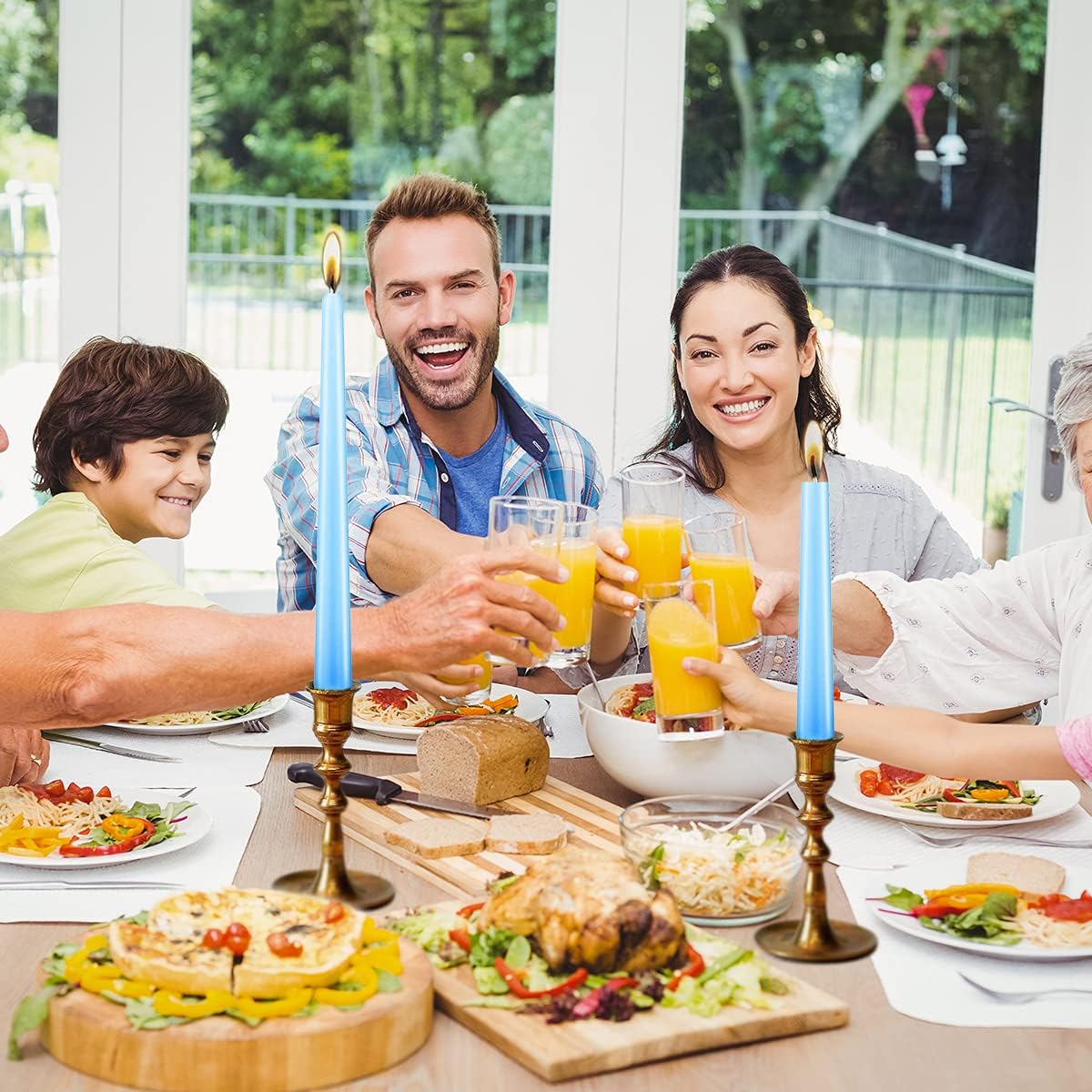 NIKY 10 inch Taper Candles, Set of 12 Unscented Dripless Candlesticks - 8 Hours Long Burning for Home Decoration, Wedding, Parties and Special Occasion (Light Blue)