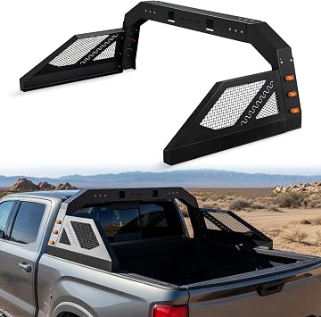 عربة سرير قابلة للتعديل للشاحنة بمطاردة رفوف مع مصابيح 6X Amber Side Marker ، Chase Rack Roll Bar لشاحنة بيك اب كاملة الحجم