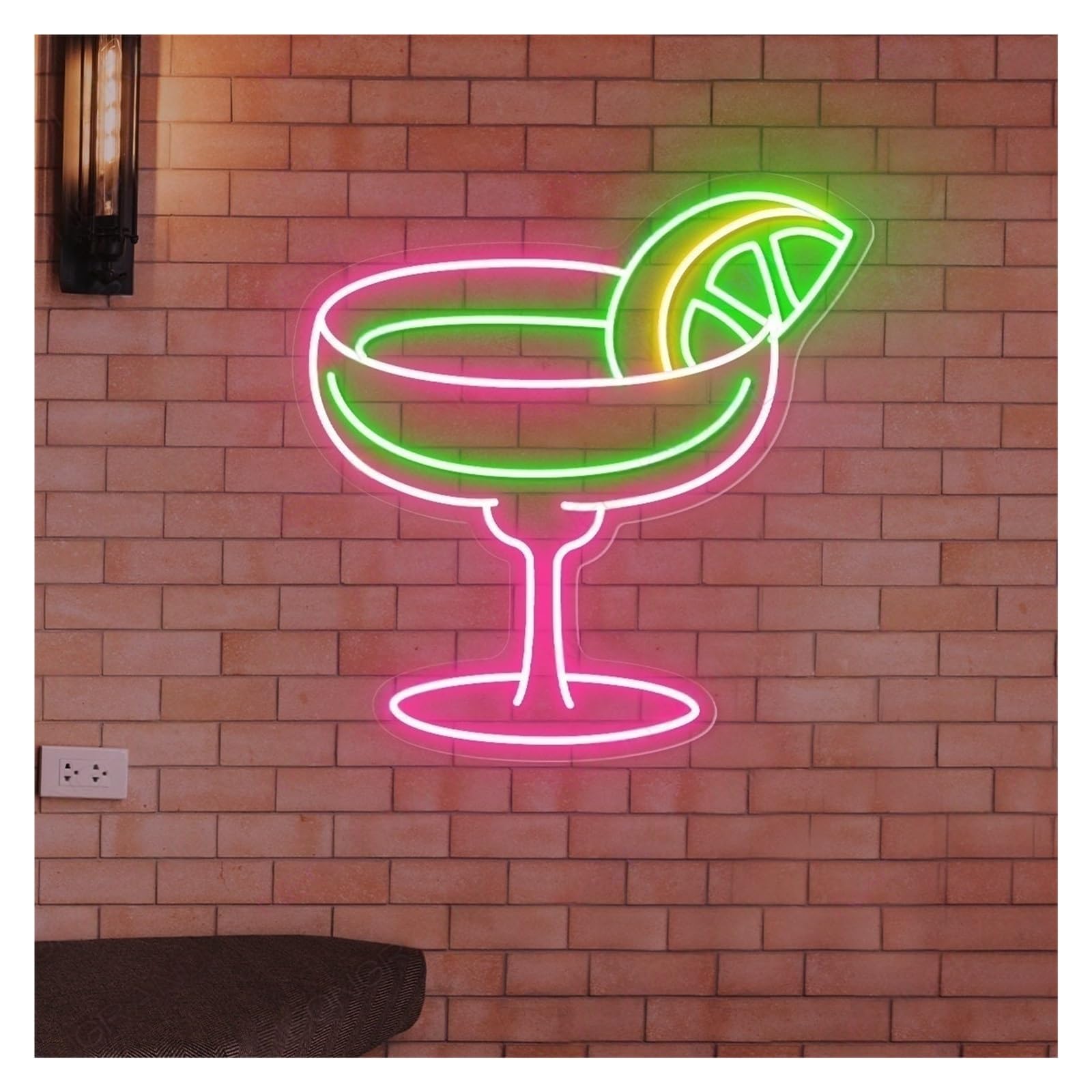 SHOUXI Sign Lamp Handmade Neon Signs USB Powered Cocktails Bar Lights Suitable for Beach House Bistro Pub Club Decor 42cmx43cm(E)