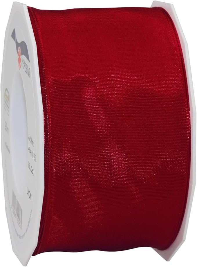 PRÄSENT Lyon Band mit Drahtkante Bordeaux, 25 m Dekoband zum Verzieren & Basteln, 60 mm Breite, leicht biegsames Schleifenband, für Festliche Dekos zu besonderen Anlässen