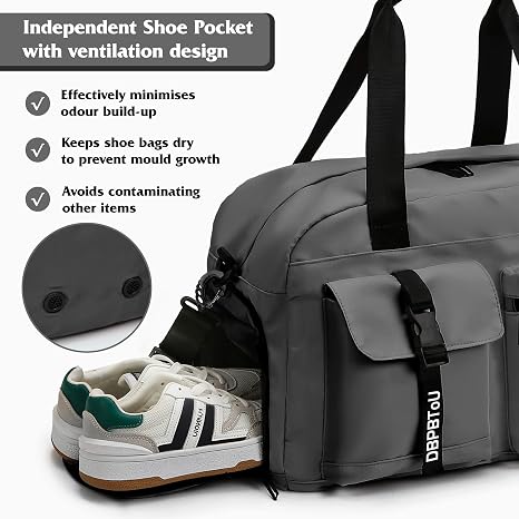 Borsa Palestra con Scomparto per Scarpe - Borsone Viaggio Piscina Sportiva - Duffel Bag per Uomo Donna - Borsa a Tracolla Spalla Weekend Campeggio Sport Fitness