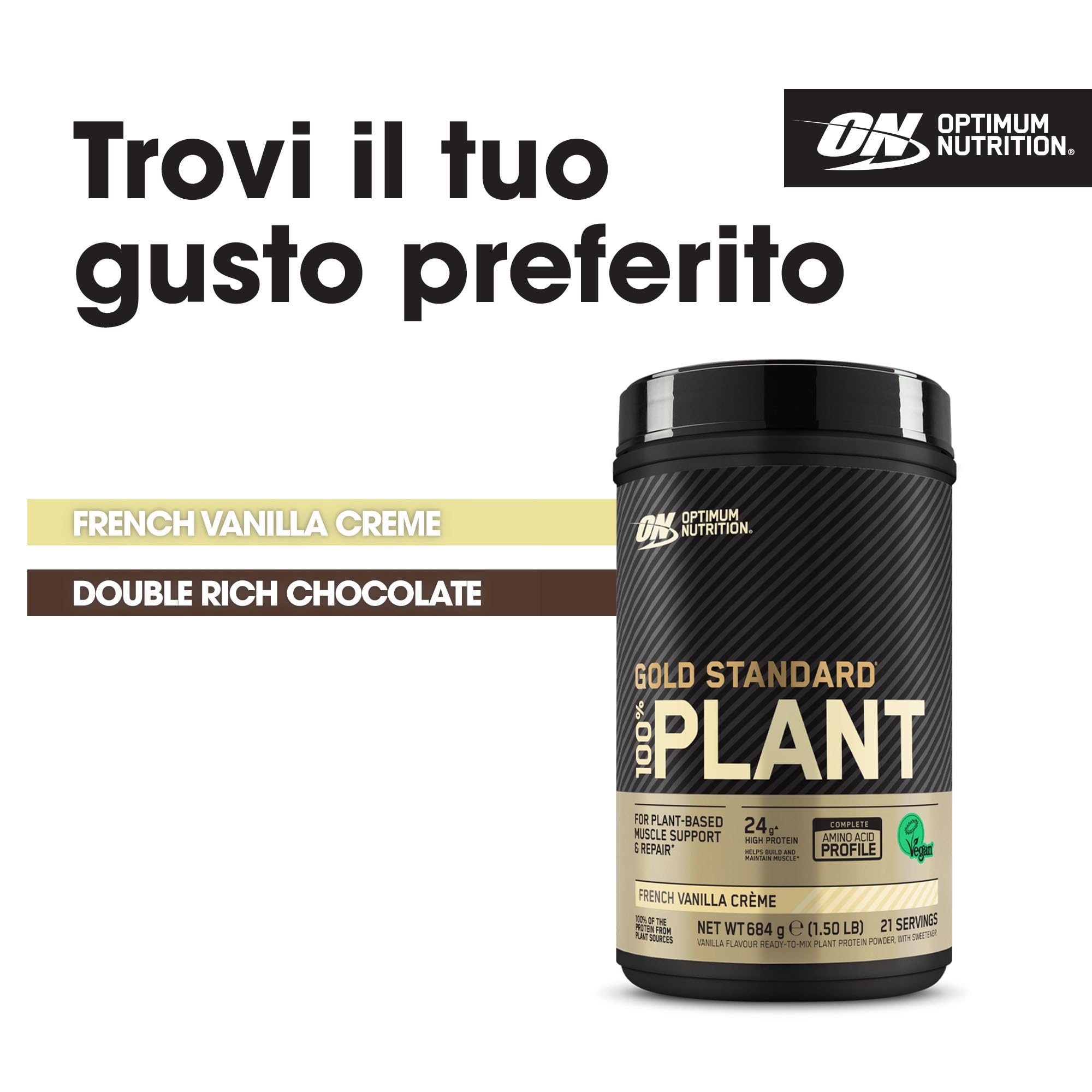 Optimum Nutrition Gold Standard 100% Proteine Vegetali in Polvere, Gusto Crema alla Vaniglia Francese, 684g, 21 Porzioni