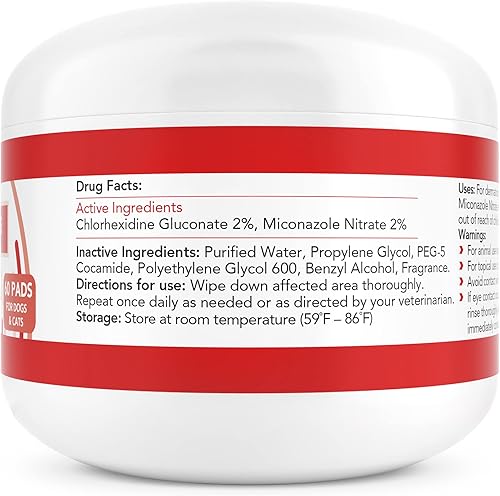 Miniatura 2 de Nootie Toallitas medicinales para perros, 2% clorhexidina y 2% miconazol formuladas para perros y gatos, toallitas de tamaño XL de 5 x 6 pulgadas,
