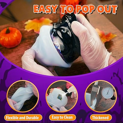 Miniatura 5 de LET'S RESIN Moldes de resina de calavera 3D, juego de 4 tamaños de moldes de silicona para resina epoxi, cera de vela, jabón, arcilla, llavero