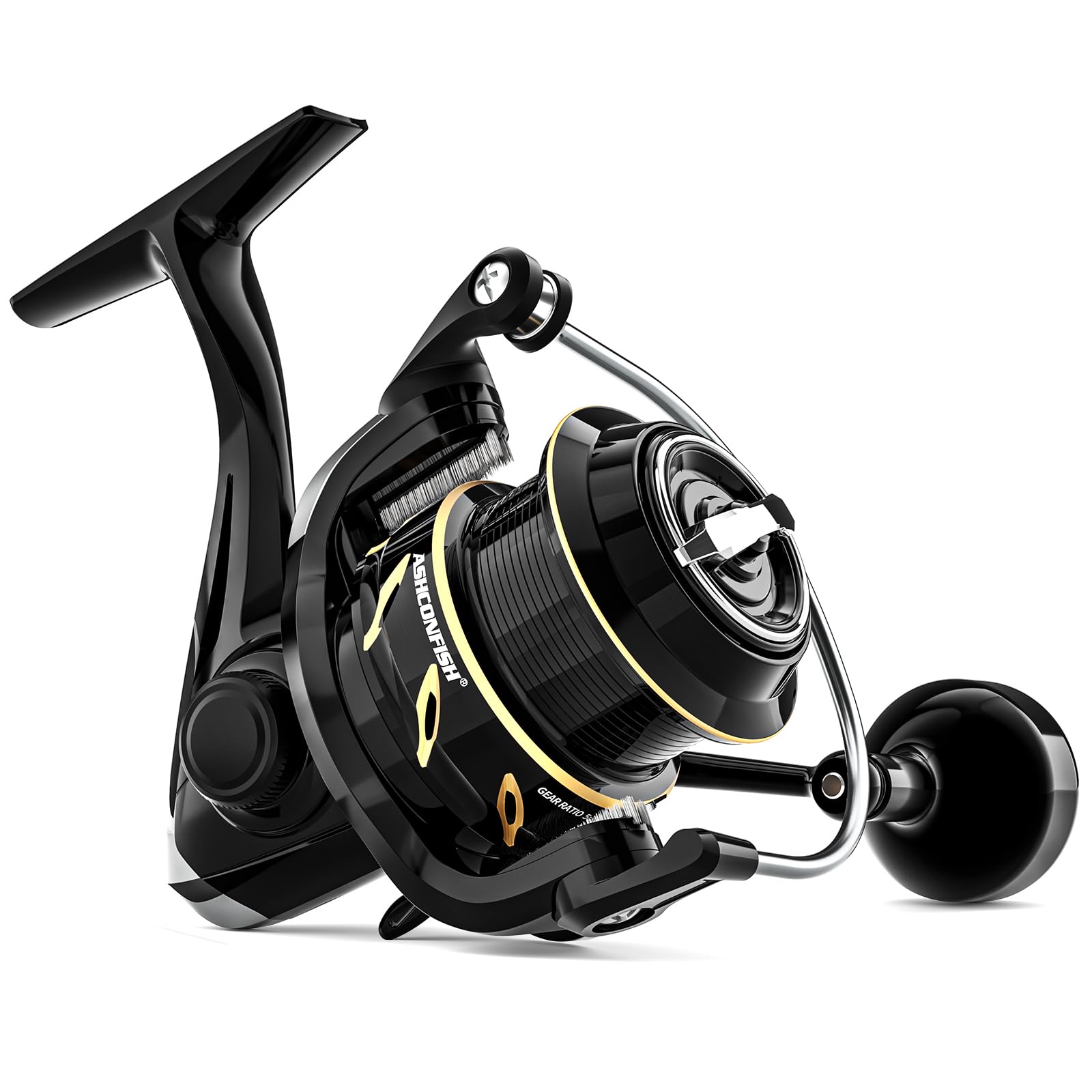 Ashconfish DF Series Spinning Reel Saltwater & Freshwater Fishing Reel, Lightweight Nylon/Fiberglass Frame, 7+1BB, 5.2:1 Gear Ratio,Long-Distance Casting DF (Shallow Spool Line Cup(dfb), 4000)